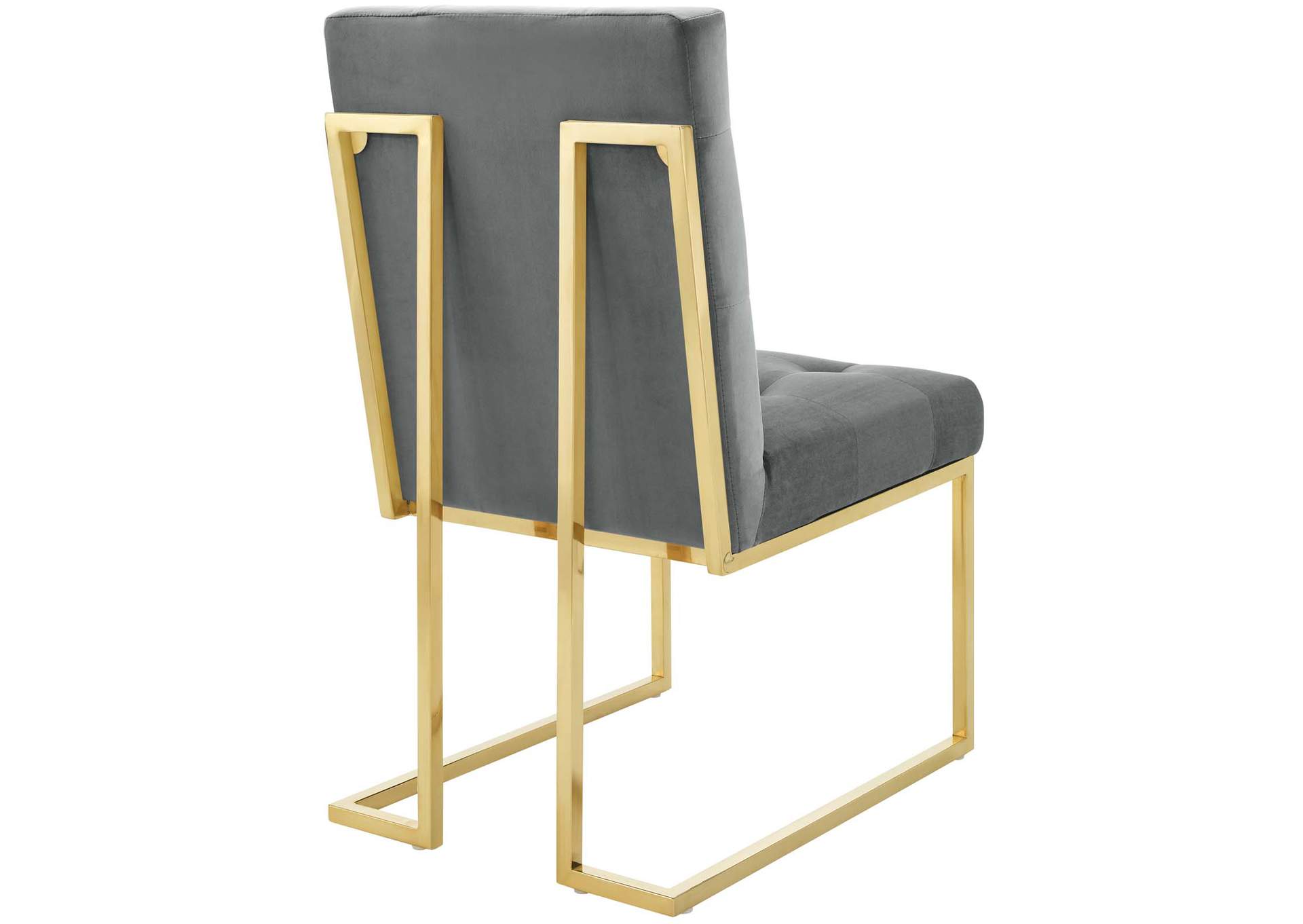 Gold Charcoal Privy Gold Stainless Steel Performance Velvet Dining Chair,Modway