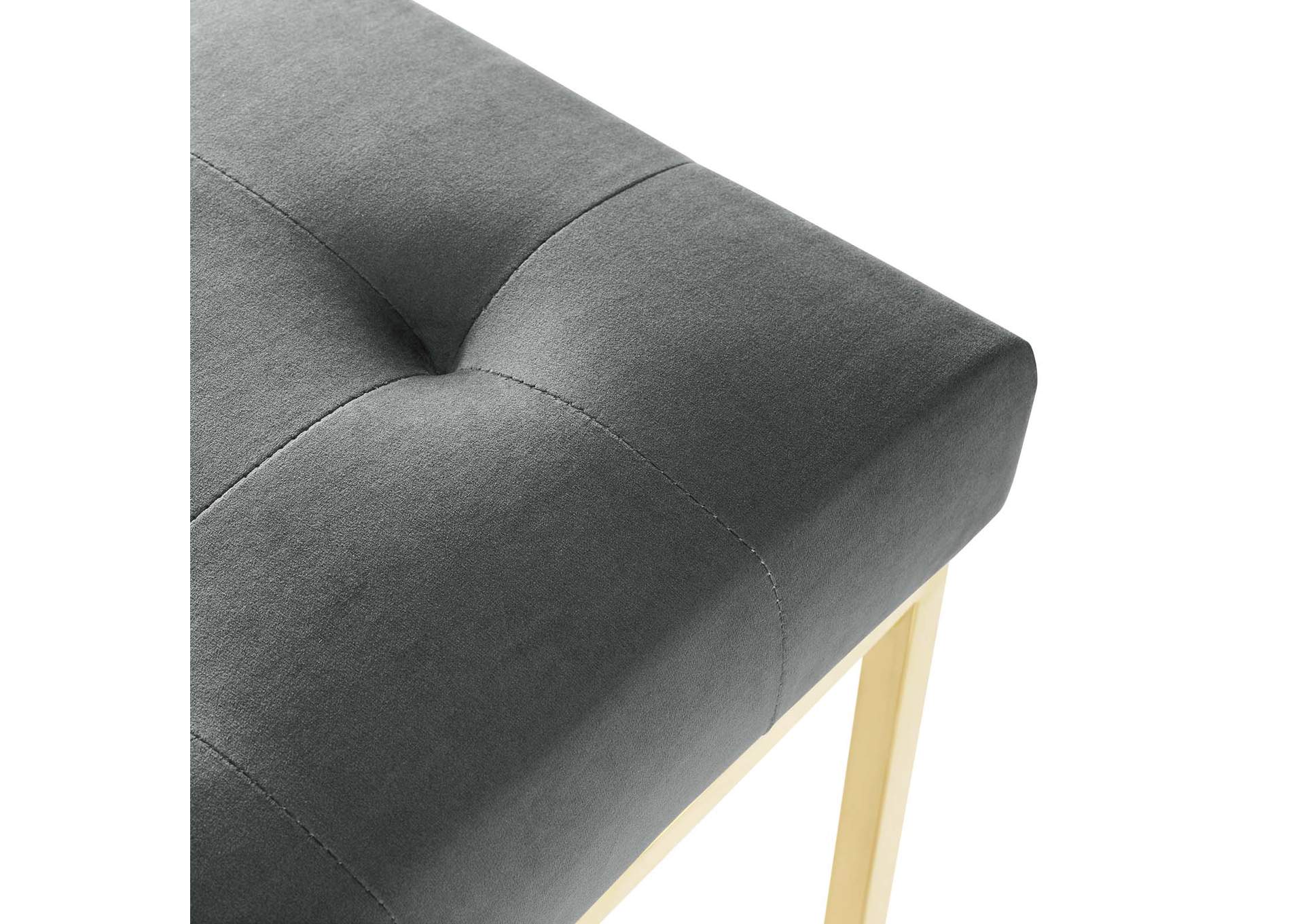 Gold Charcoal Privy Gold Stainless Steel Performance Velvet Dining Chair,Modway