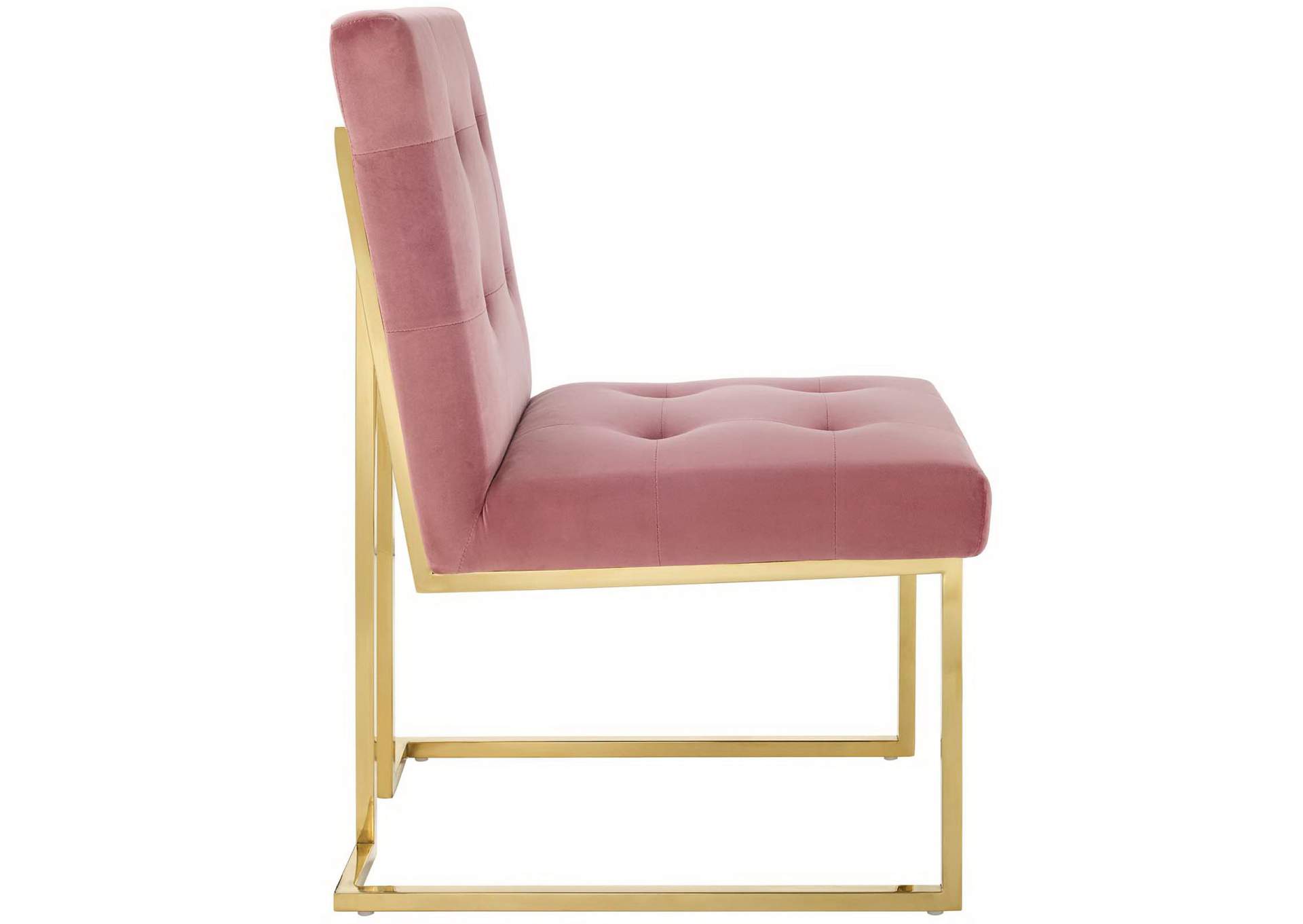 Gold Dusty Rose Privy Gold Stainless Steel Performance Velvet Dining Chair,Modway