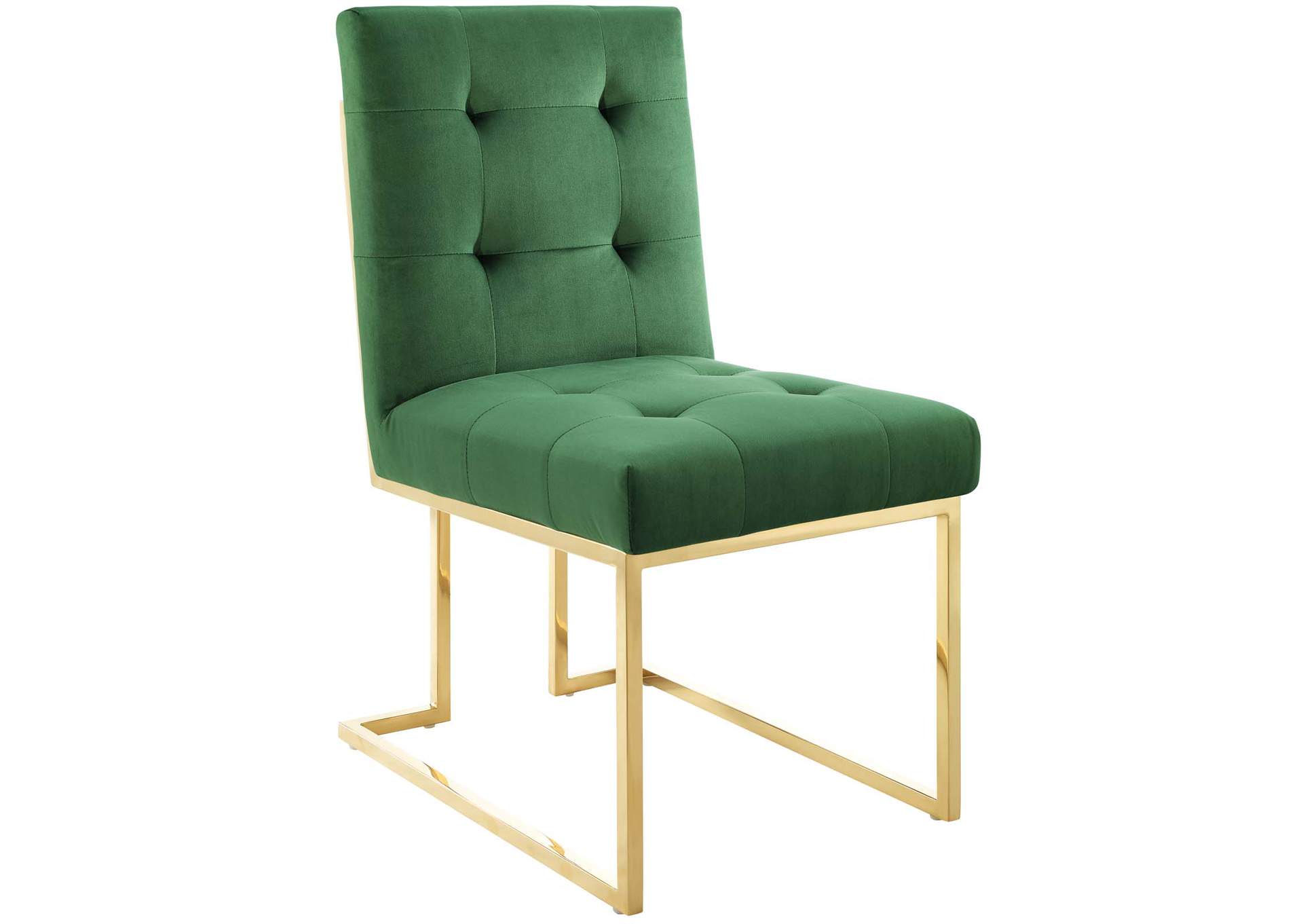 Gold Emerald Privy Gold Stainless Steel Performance Velvet Dining Chair,Modway