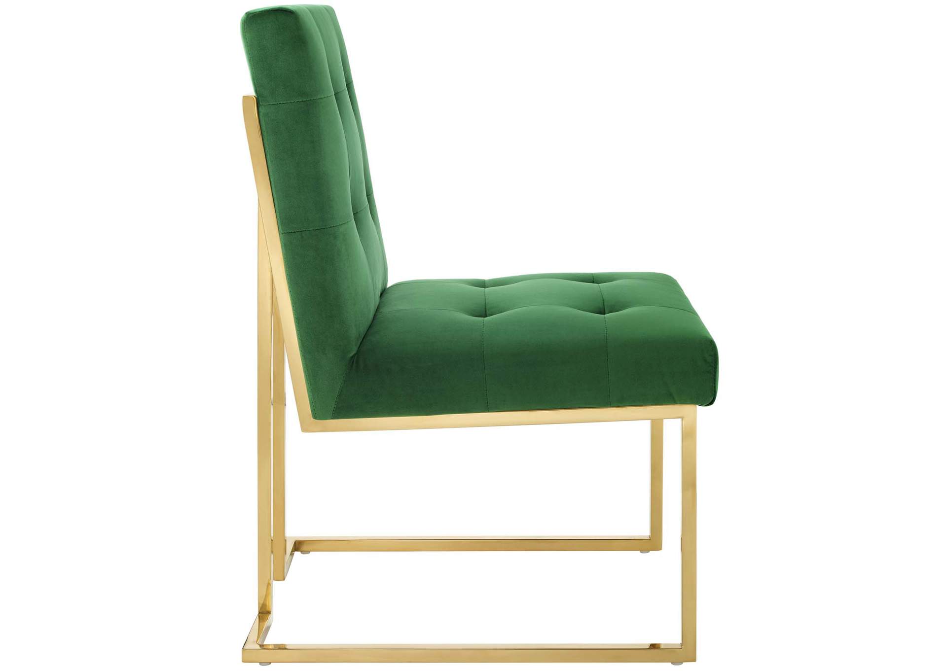 Gold Emerald Privy Gold Stainless Steel Performance Velvet Dining Chair,Modway