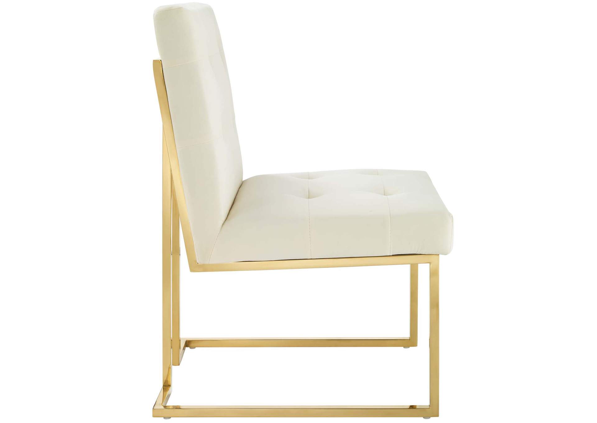 Gold Ivory Privy Gold Stainless Steel Performance Velvet Dining Chair,Modway