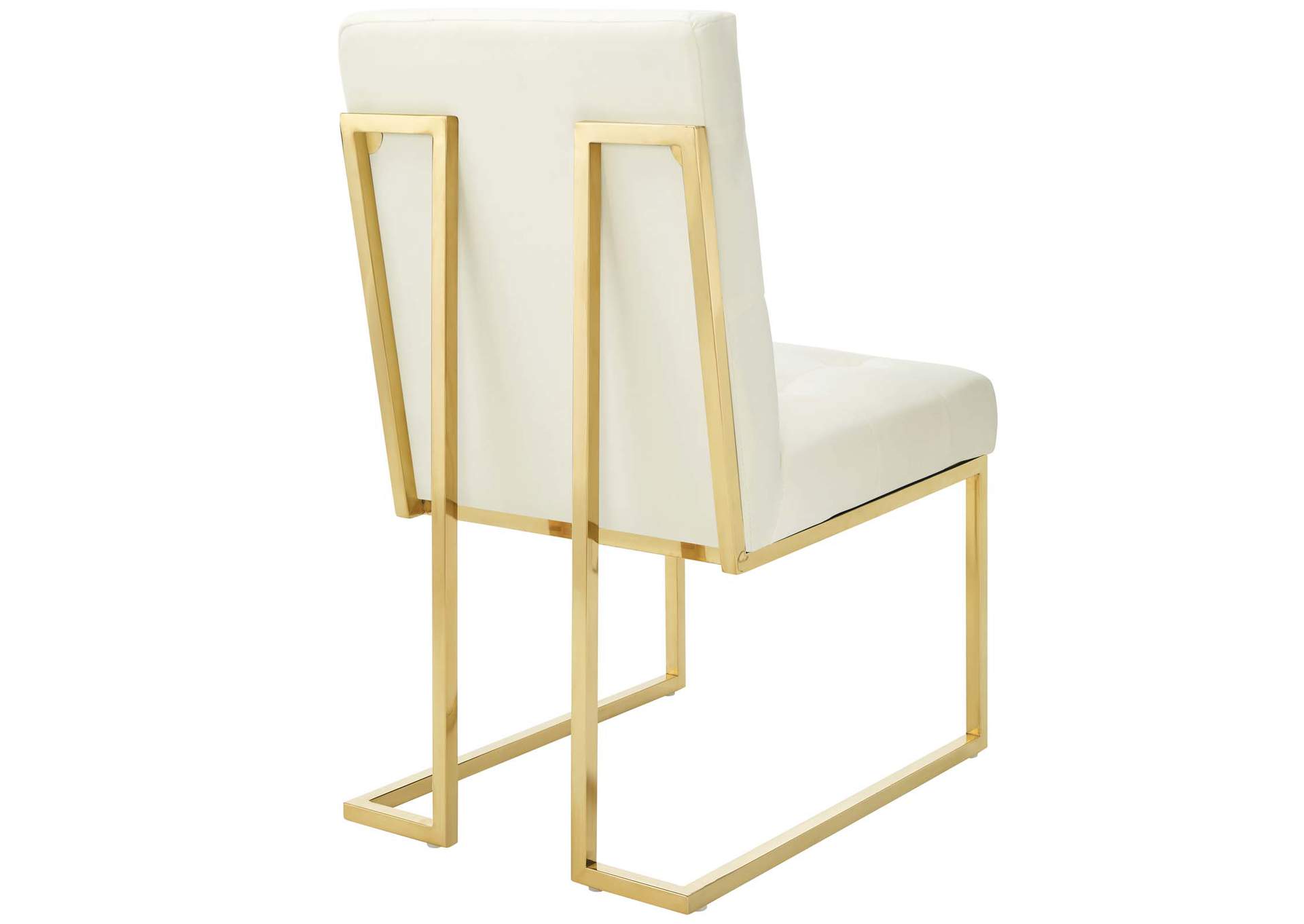Gold Ivory Privy Gold Stainless Steel Performance Velvet Dining Chair,Modway