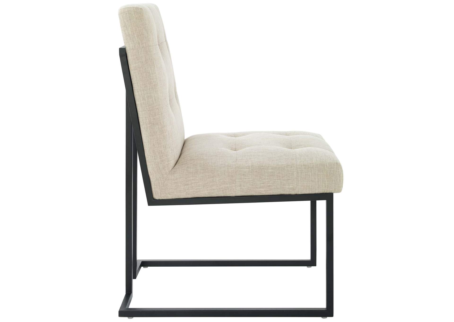 Black Beige Privy Black Stainless Steel Upholstered Fabric Dining Chair,Modway