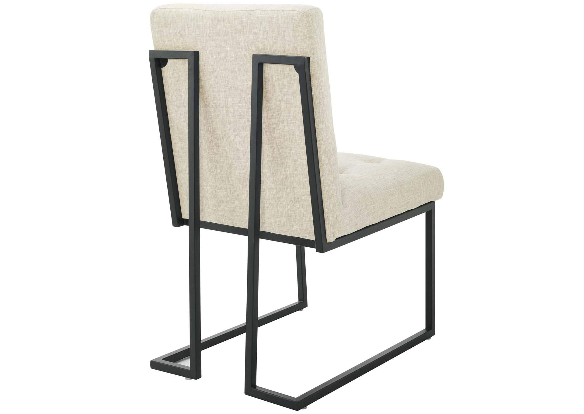 Black Beige Privy Black Stainless Steel Upholstered Fabric Dining Chair,Modway