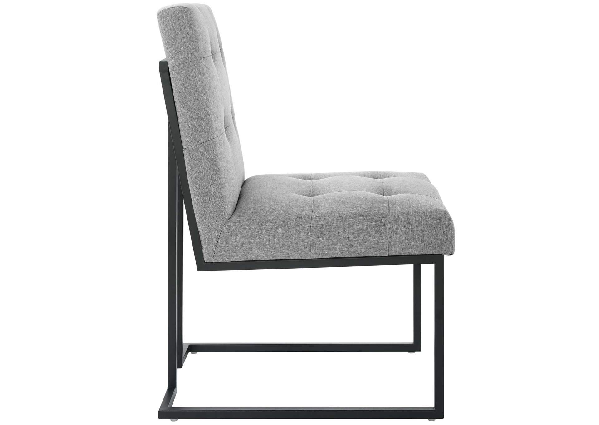 Black Light Gray Privy Black Stainless Steel Upholstered Fabric Dining Chair,Modway