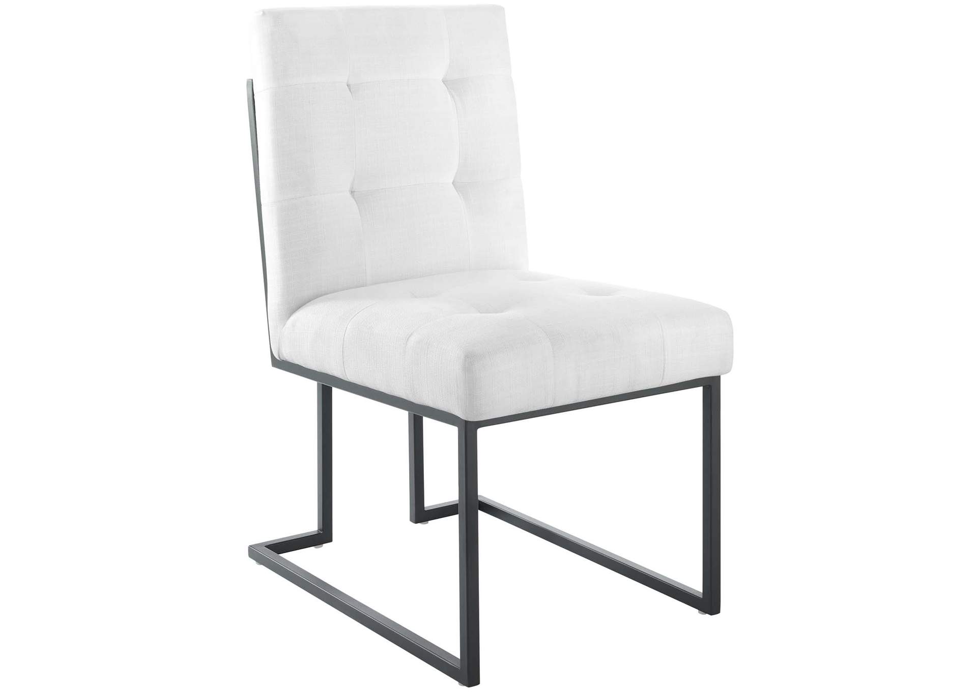 Black White Privy Black Stainless Steel Upholstered Fabric Dining Chair,Modway