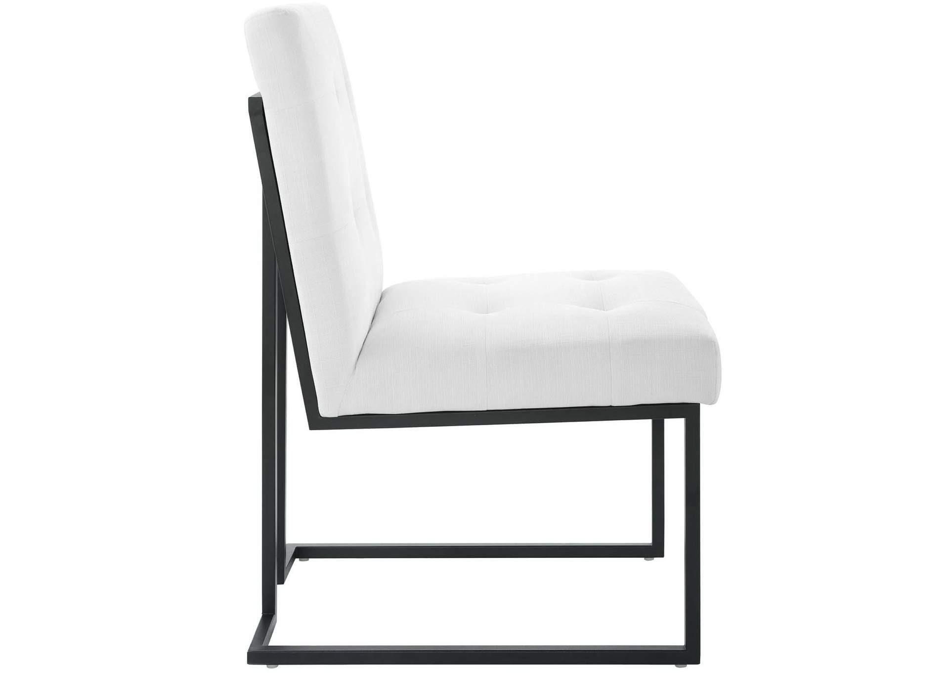 Black White Privy Black Stainless Steel Upholstered Fabric Dining Chair,Modway