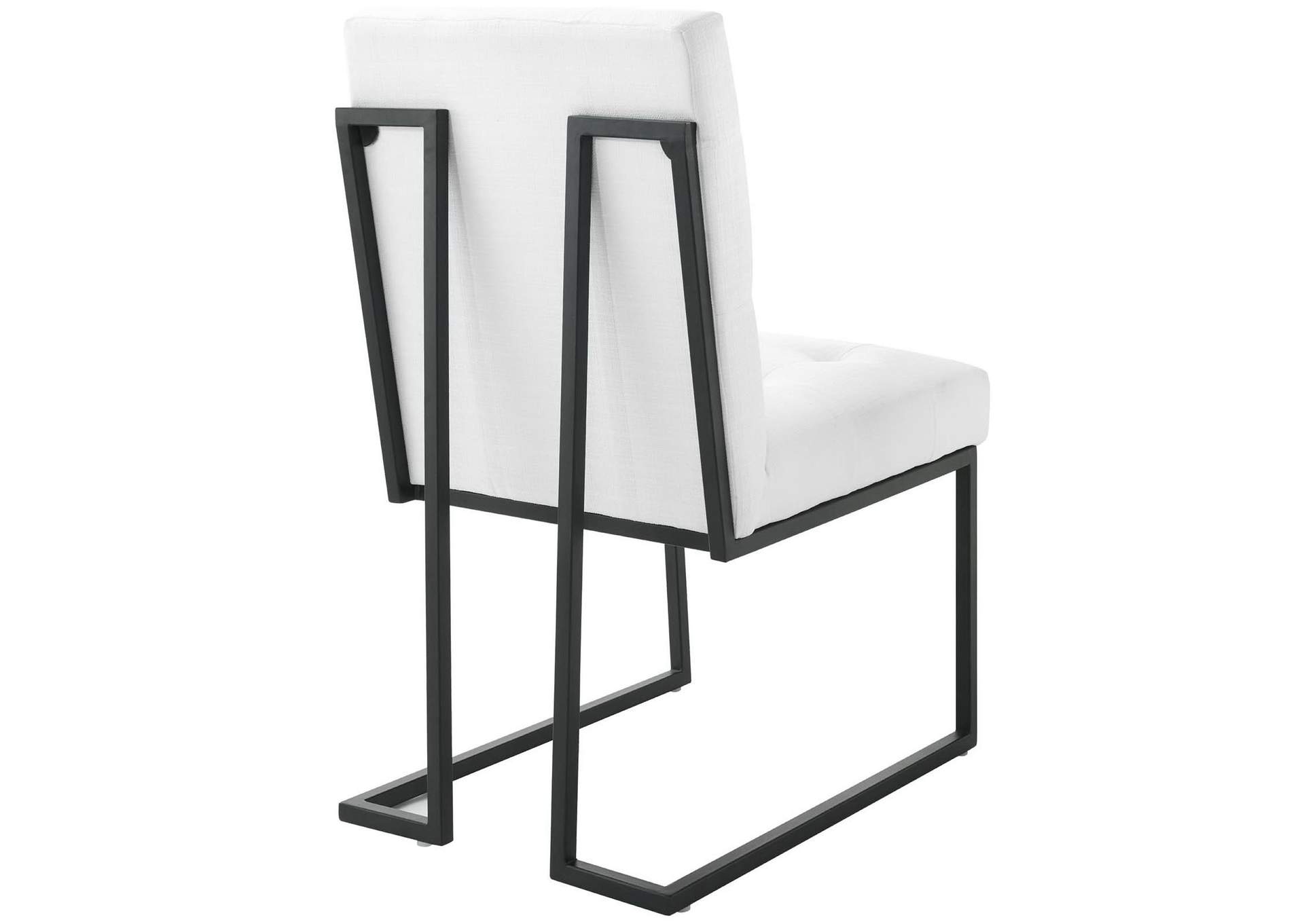 Black White Privy Black Stainless Steel Upholstered Fabric Dining Chair,Modway