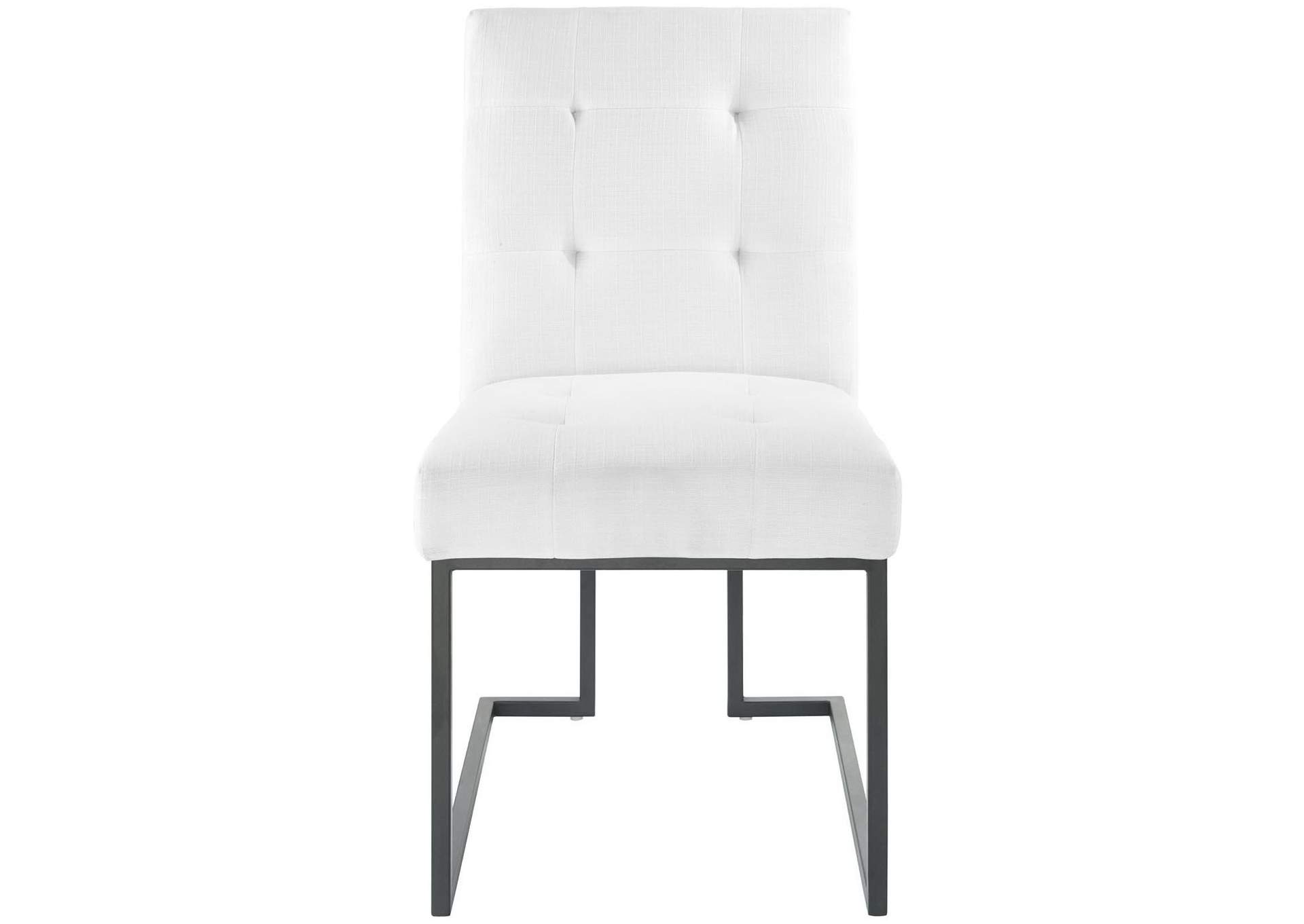 Black White Privy Black Stainless Steel Upholstered Fabric Dining Chair,Modway