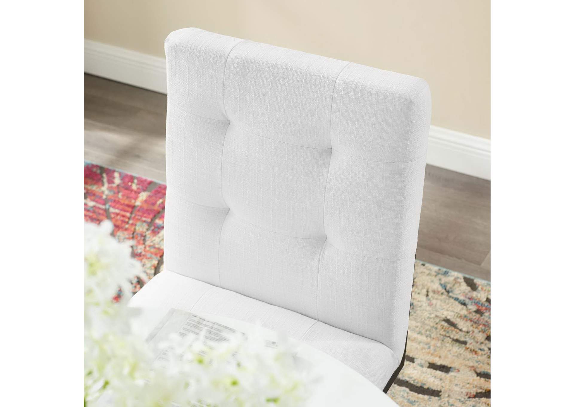 Black White Privy Black Stainless Steel Upholstered Fabric Dining Chair,Modway