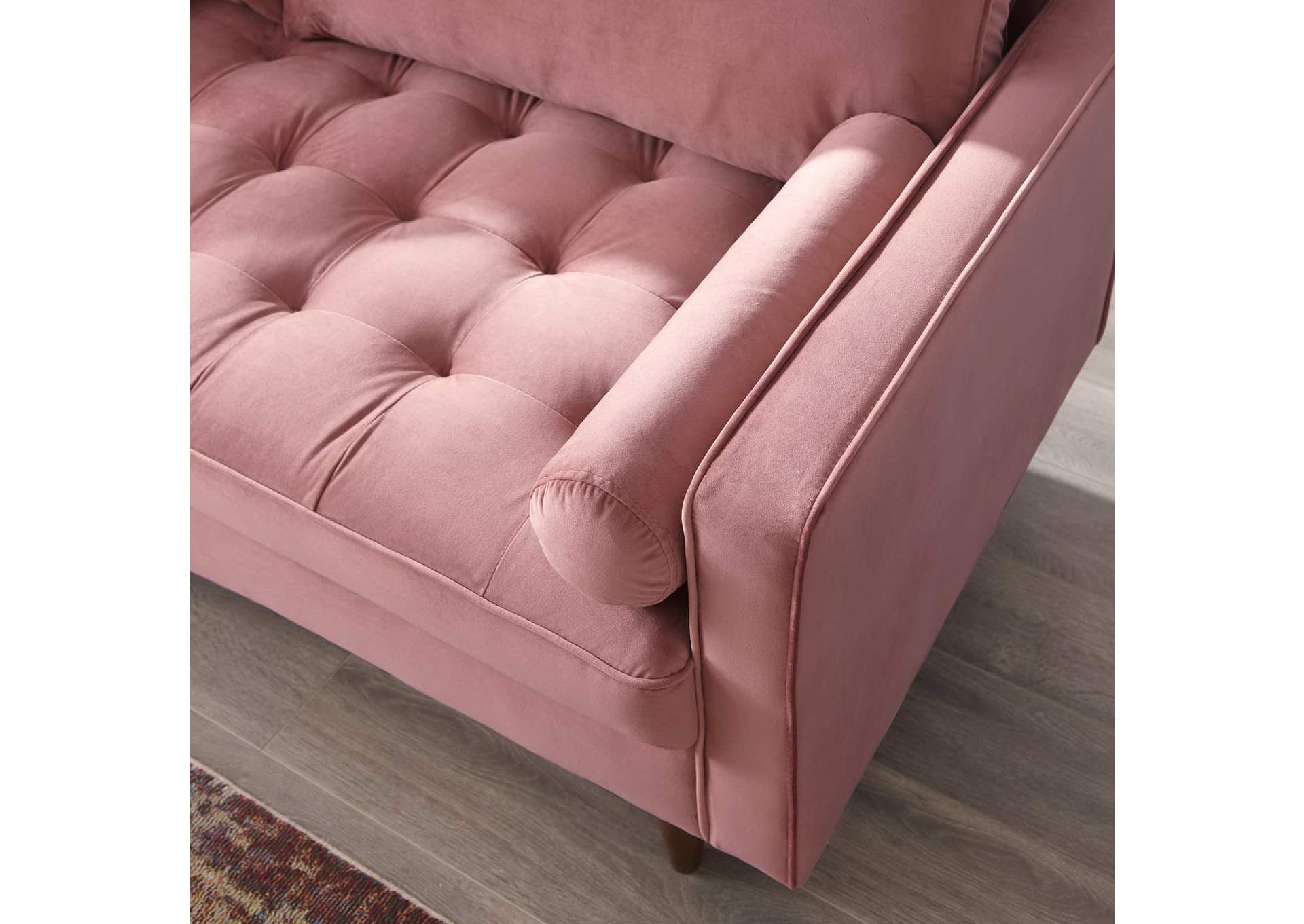 Dusty Rose Valour Performance Velvet Sofa,Modway