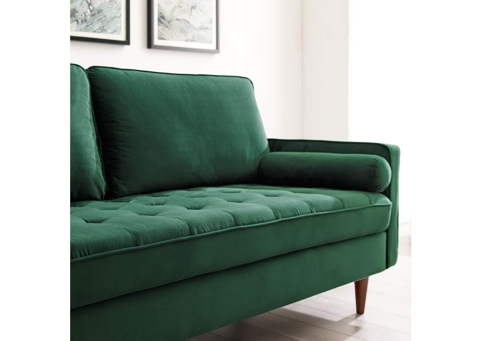 Green Valour Performance Velvet Sofa,Modway