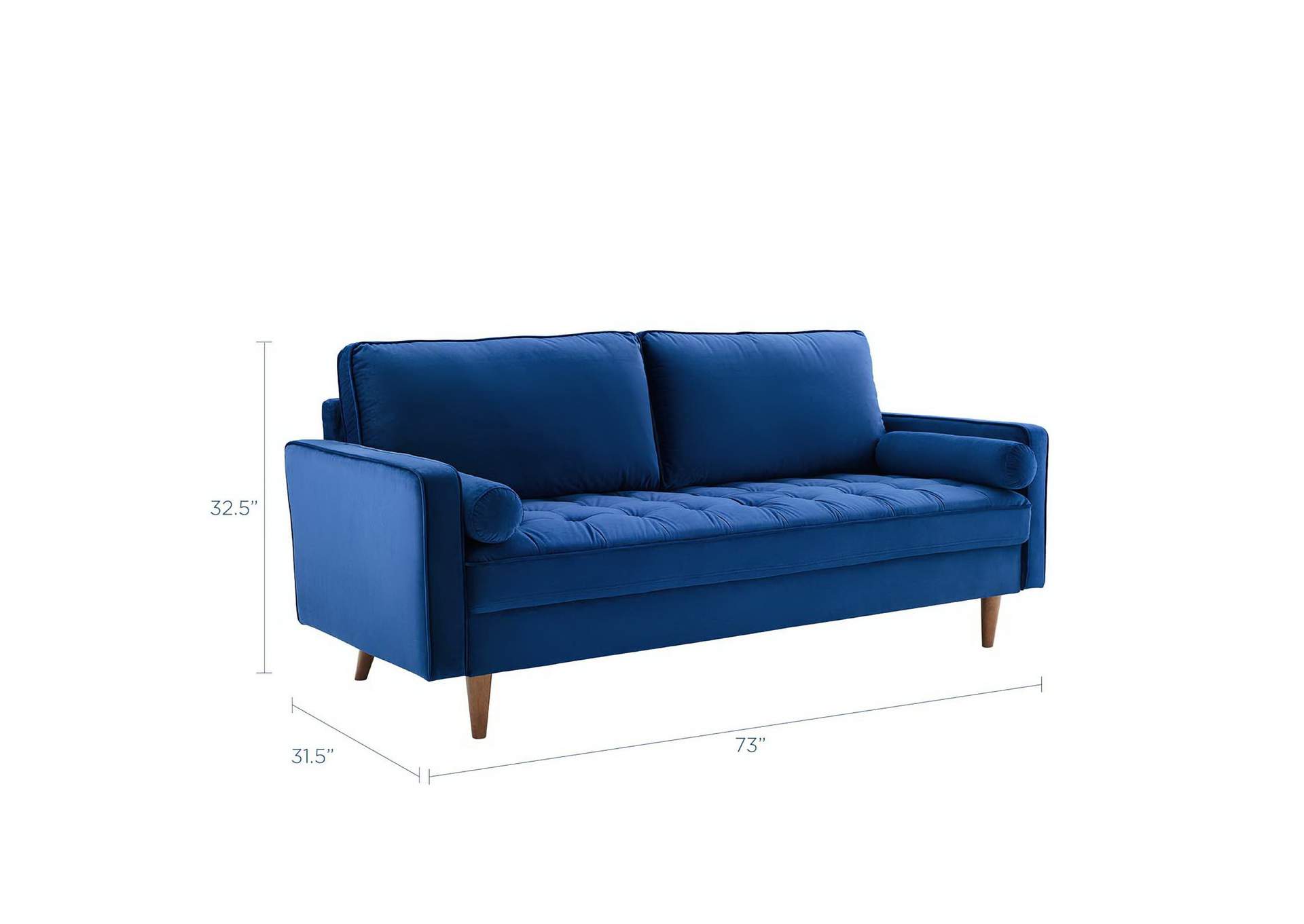 Navy Valour Performance Velvet Sofa,Modway