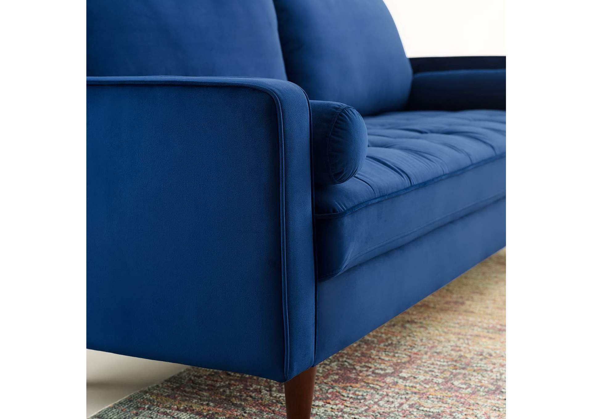 Navy Valour Performance Velvet Sofa,Modway