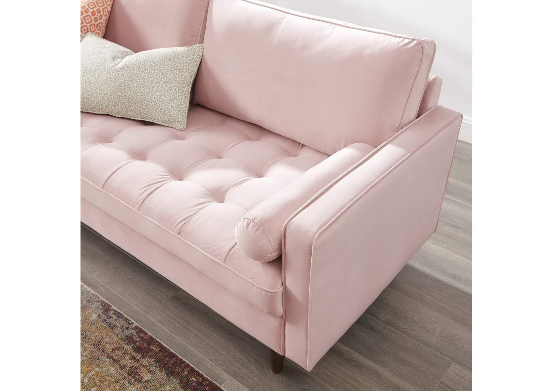 Pink Valour Performance Velvet Sofa,Modway