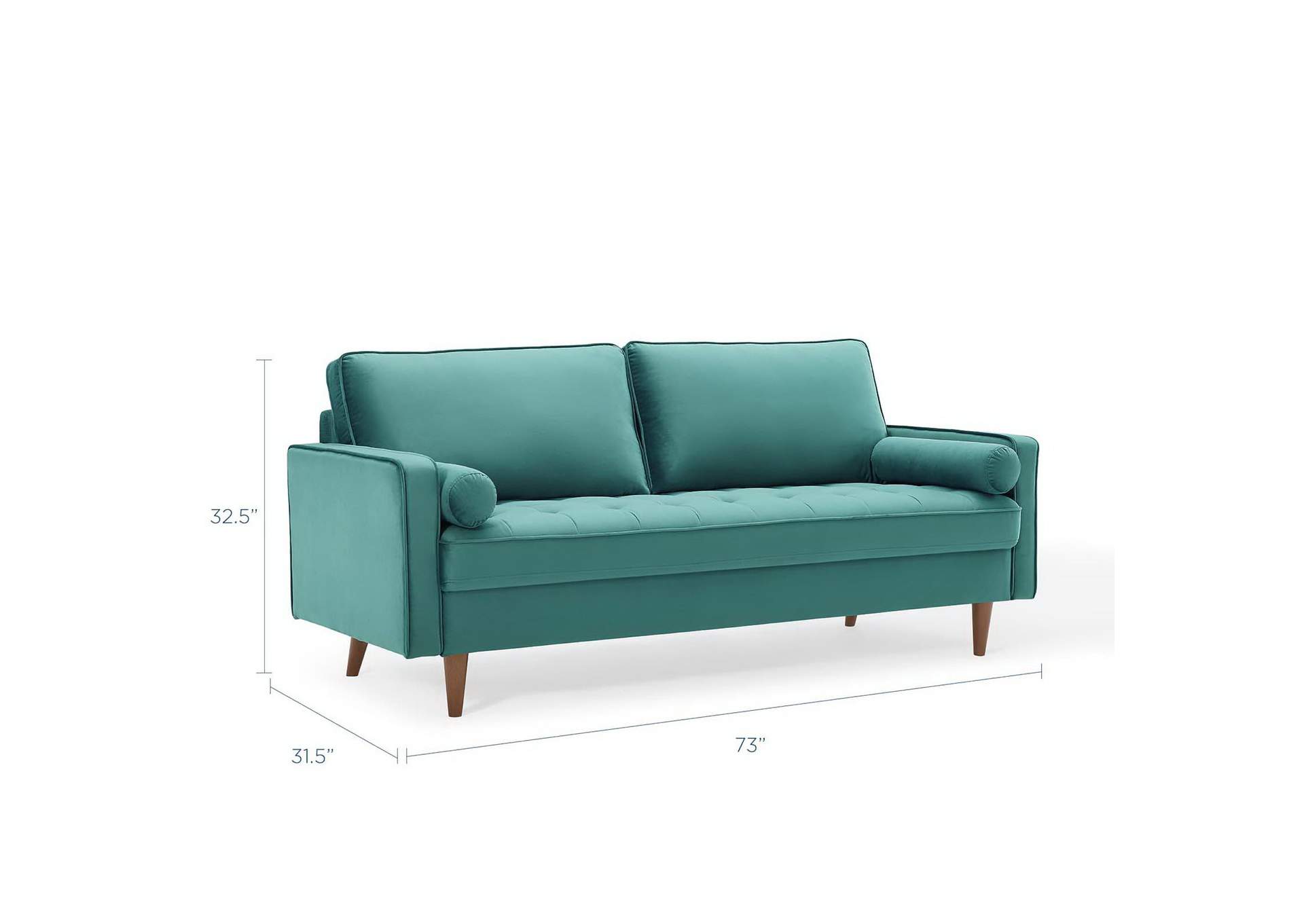 Teal Valour Performance Velvet Sofa,Modway
