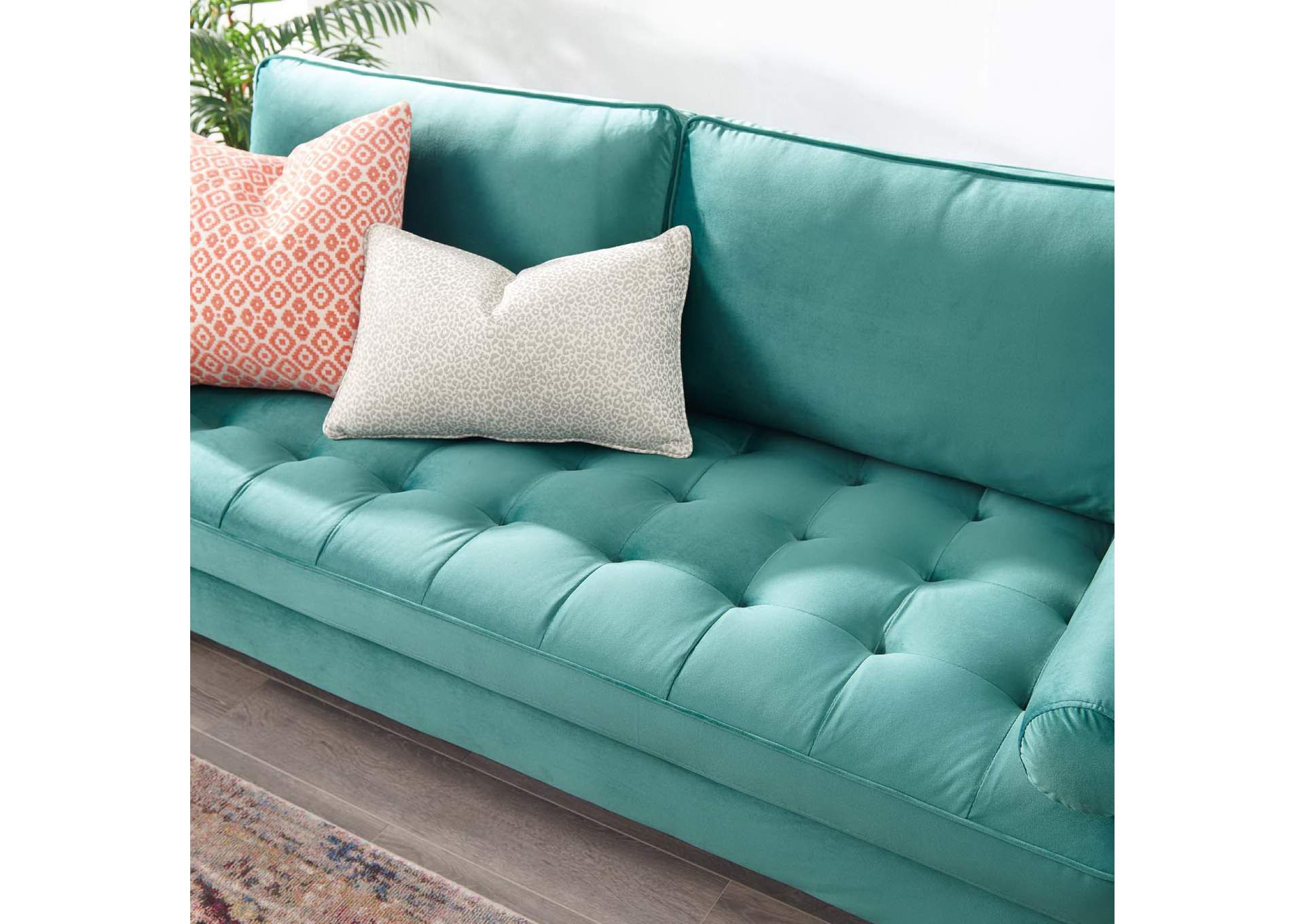 Teal Valour Performance Velvet Sofa,Modway