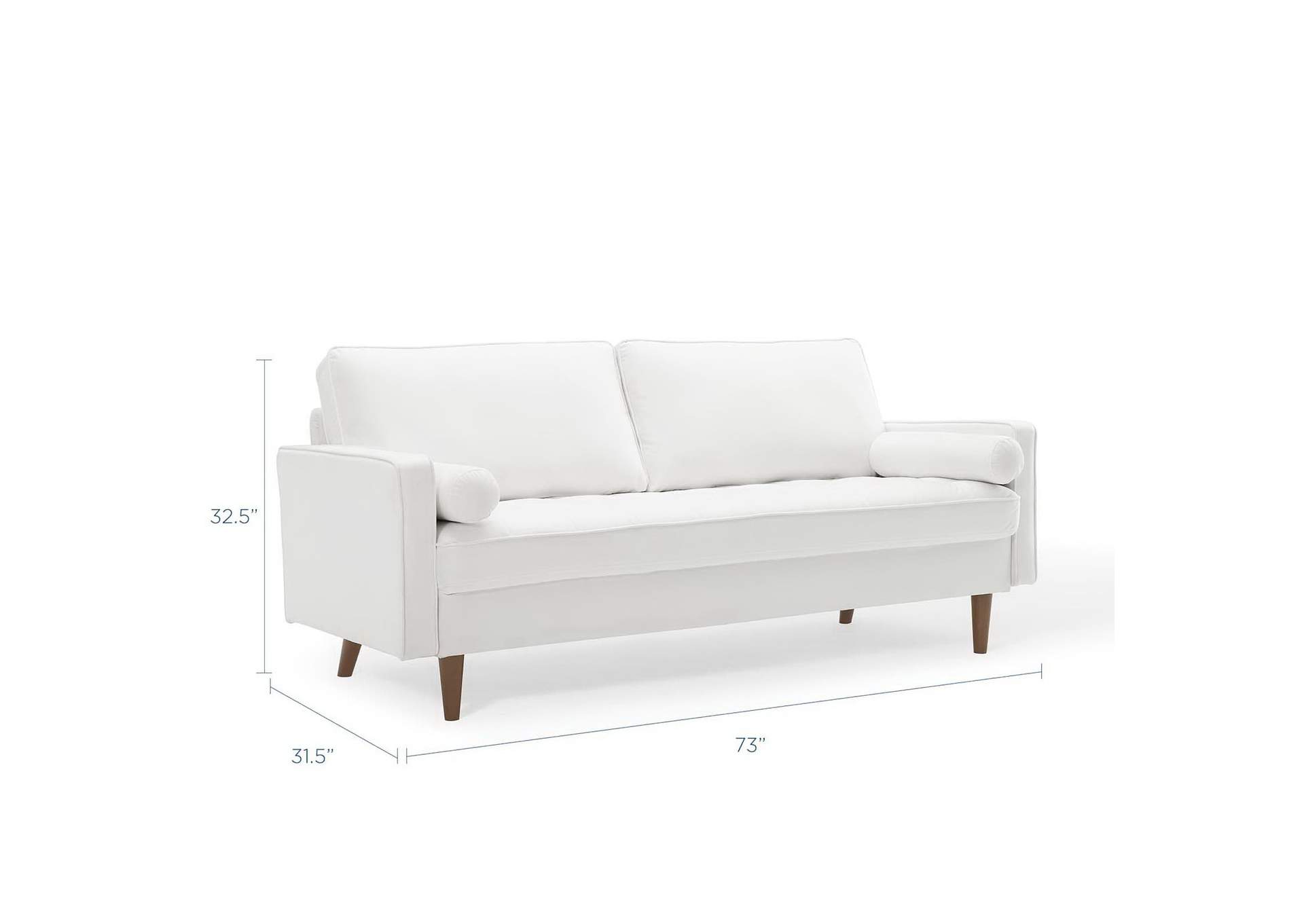White Valour Performance Velvet Sofa,Modway