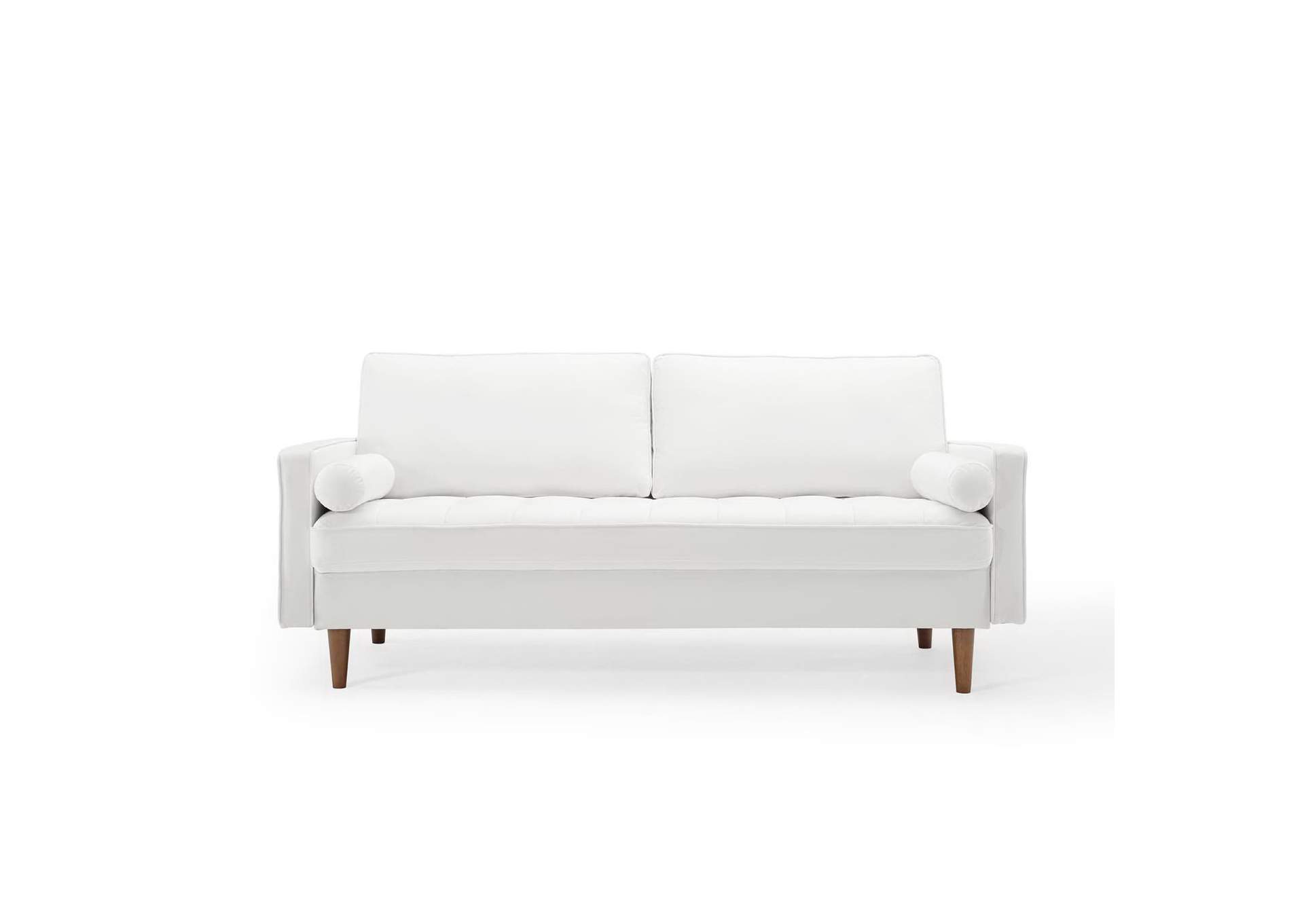 White Valour Performance Velvet Sofa,Modway