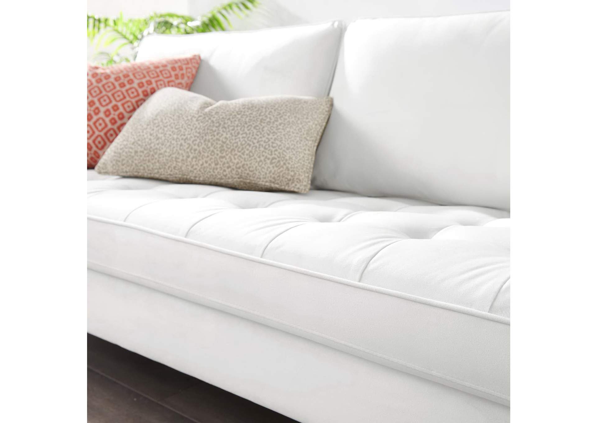 White Valour Performance Velvet Sofa,Modway