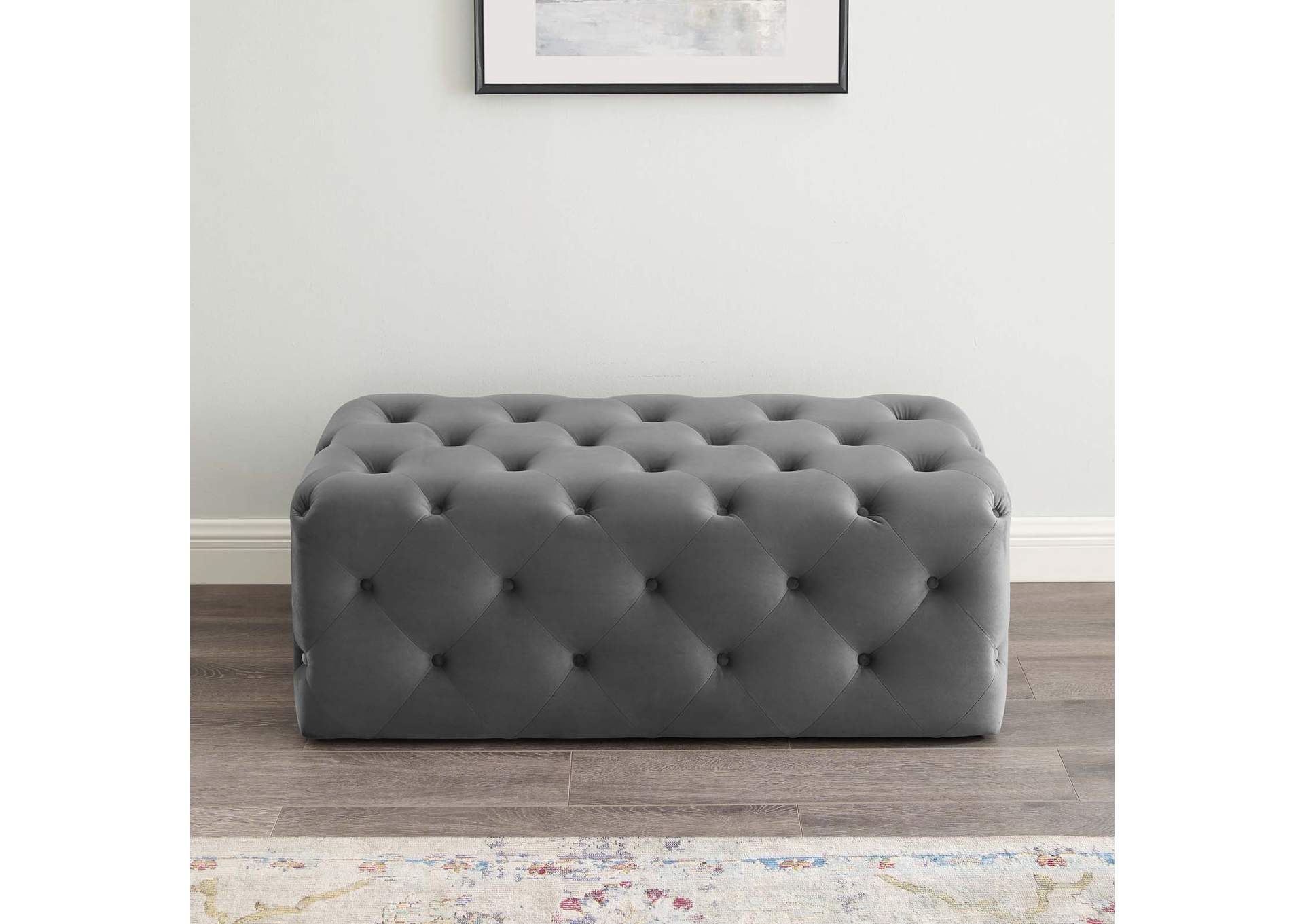 Gray Amour 48" Tufted Button Entryway Performance Velvet Bench,Modway