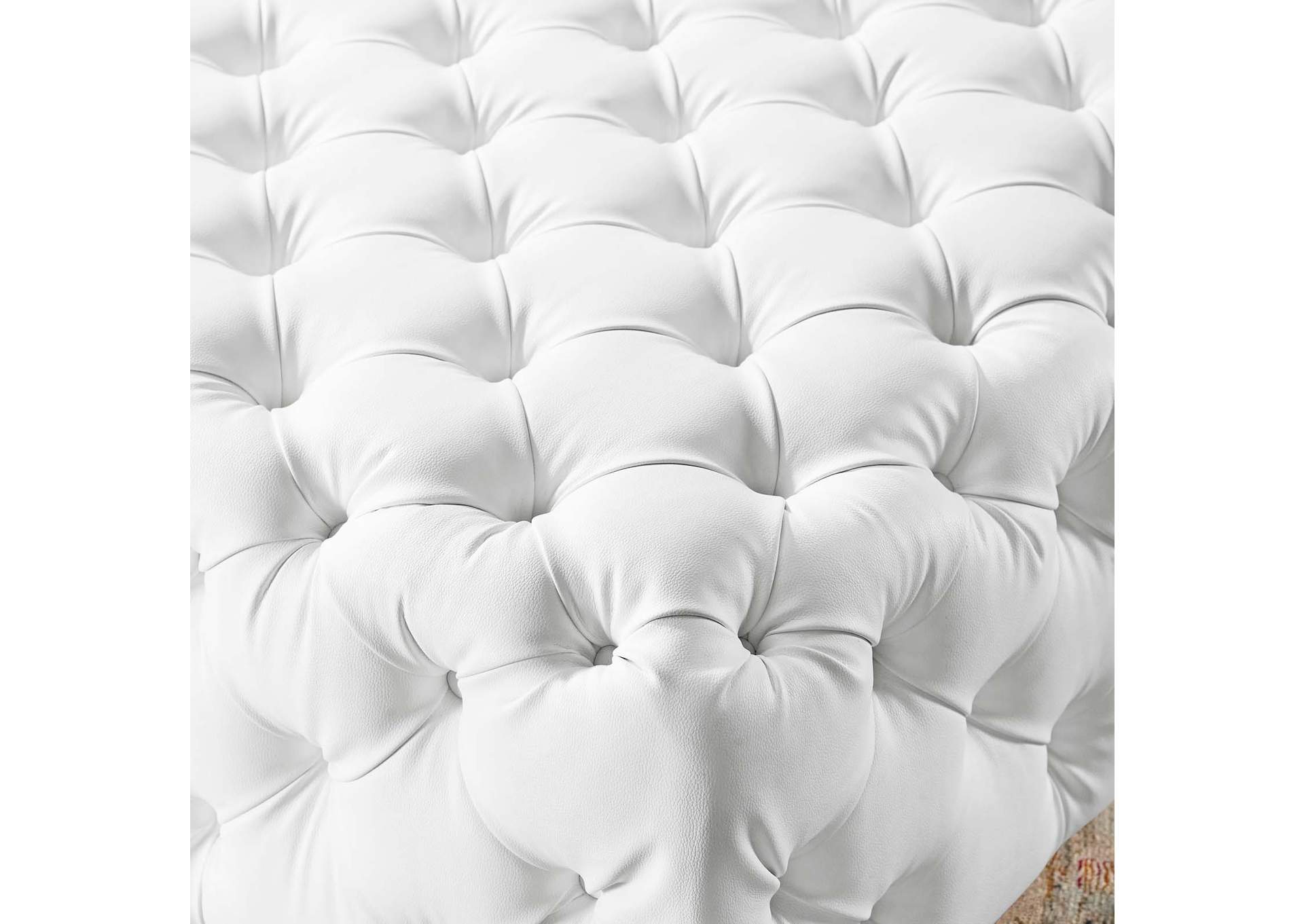 White Amour Tufted Button Large Square Faux Leather Ottoman,Modway
