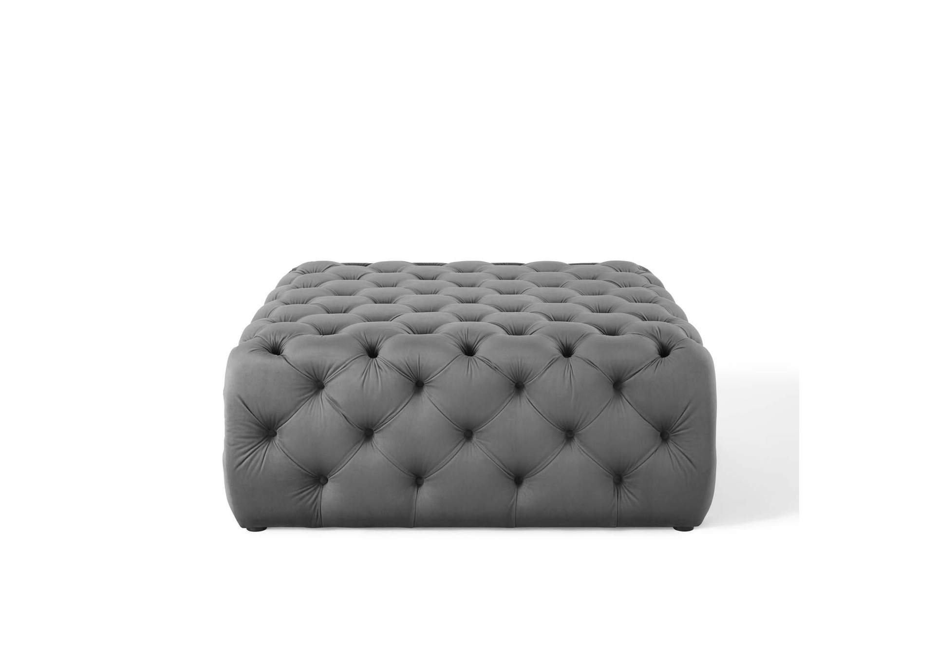 Gray Amour Tufted Button Large Square Performance Velvet Ottoman,Modway