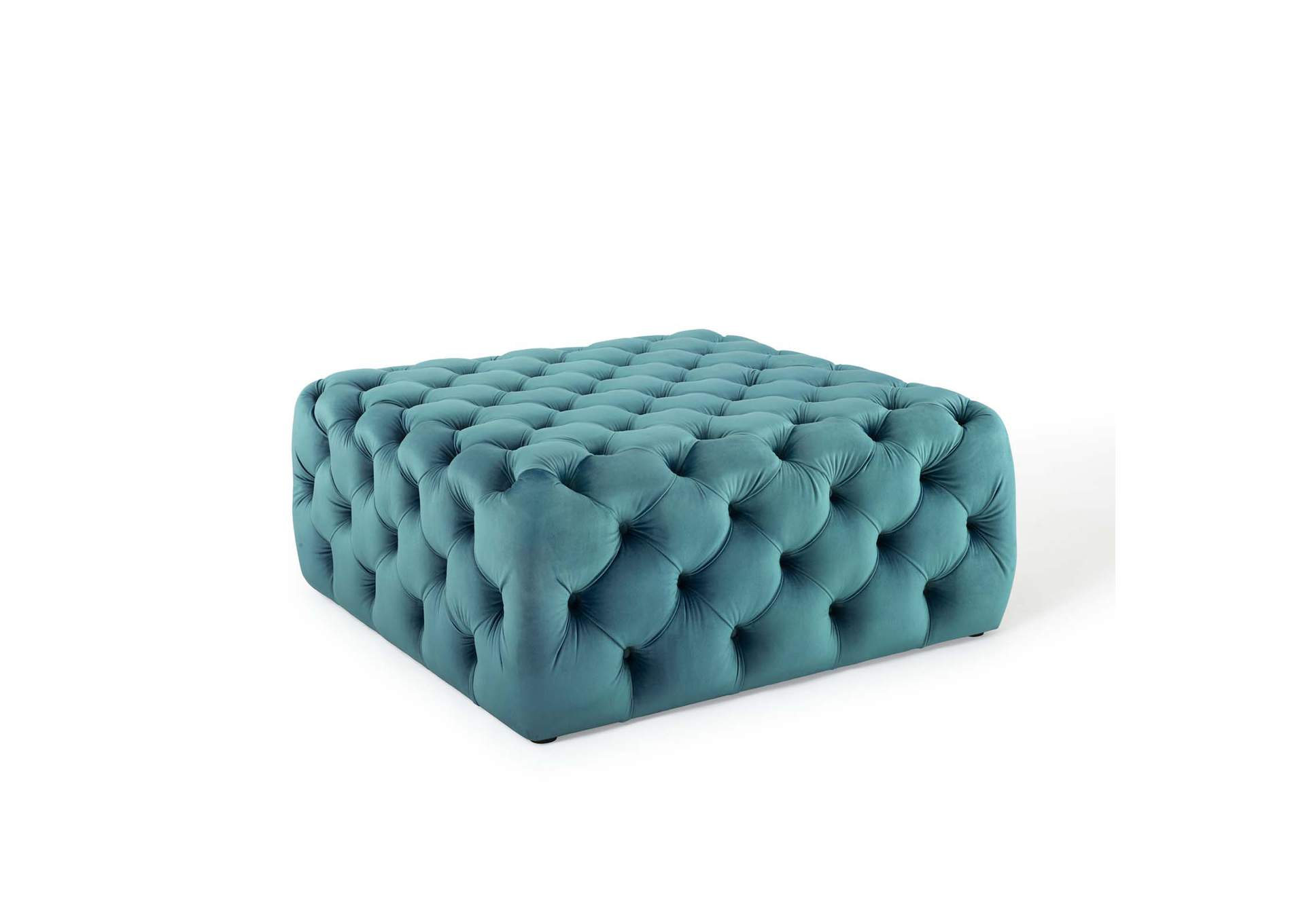Sea Blue Amour Tufted Button Large Square Performance Velvet Ottoman,Modway