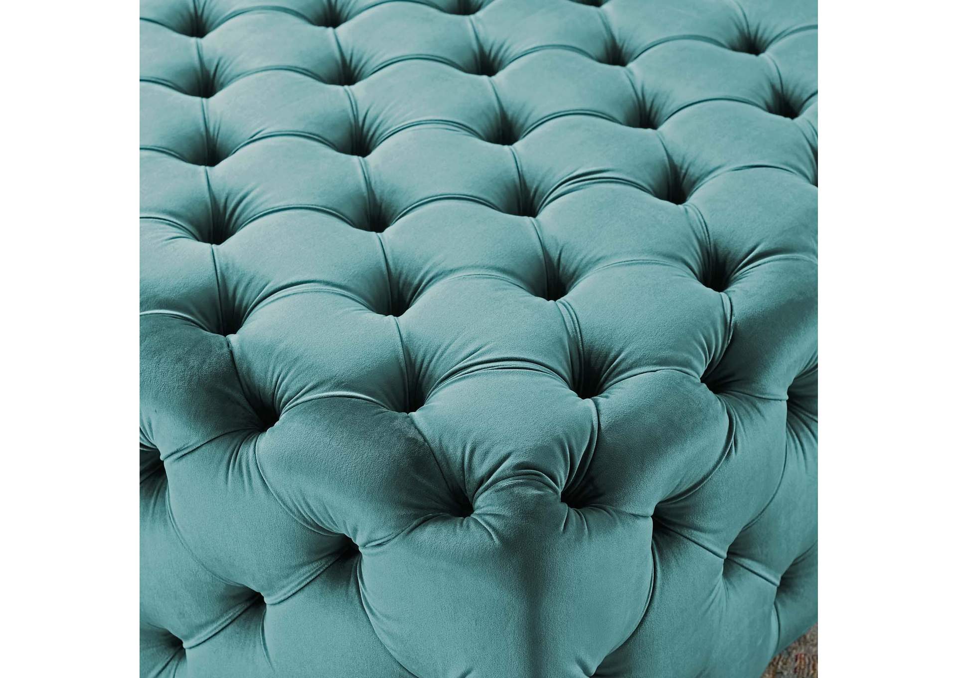 Sea Blue Amour Tufted Button Large Square Performance Velvet Ottoman,Modway