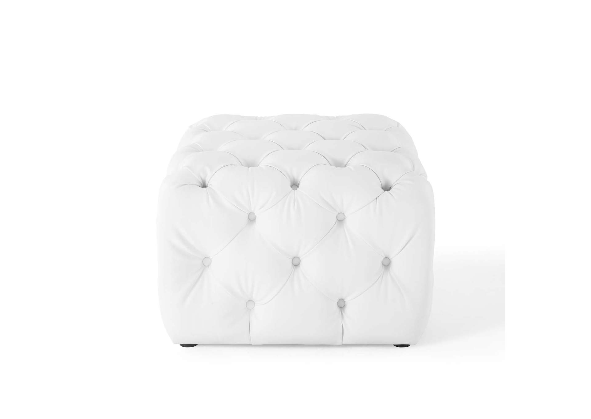 White Amour Tufted Button Square Faux Leather Ottoman,Modway