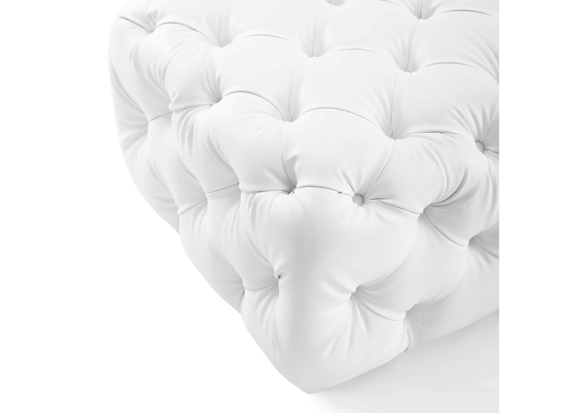 White Amour Tufted Button Square Faux Leather Ottoman,Modway