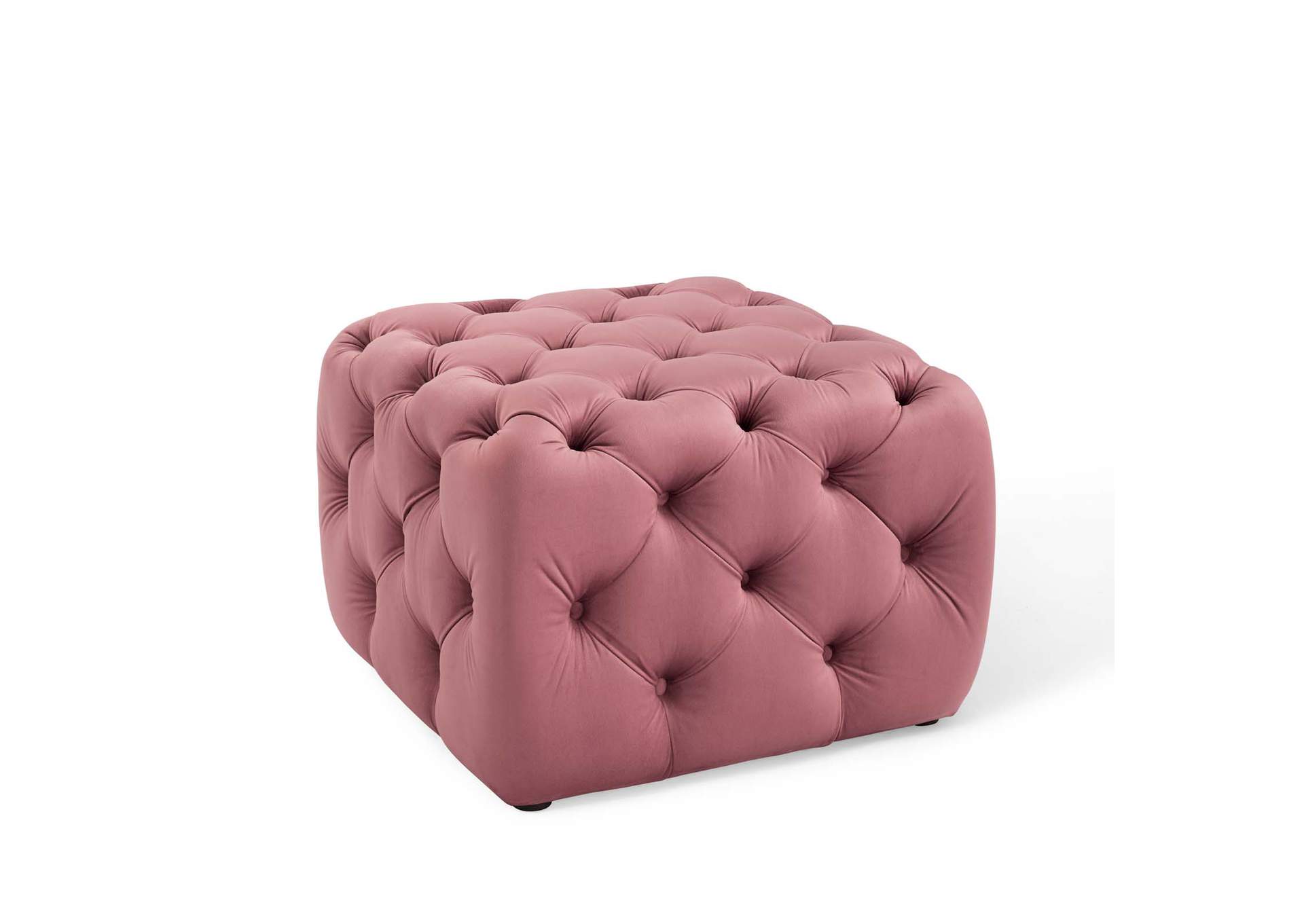 Dusty Rose Amour Tufted Button Square Performance Velvet Ottoman,Modway