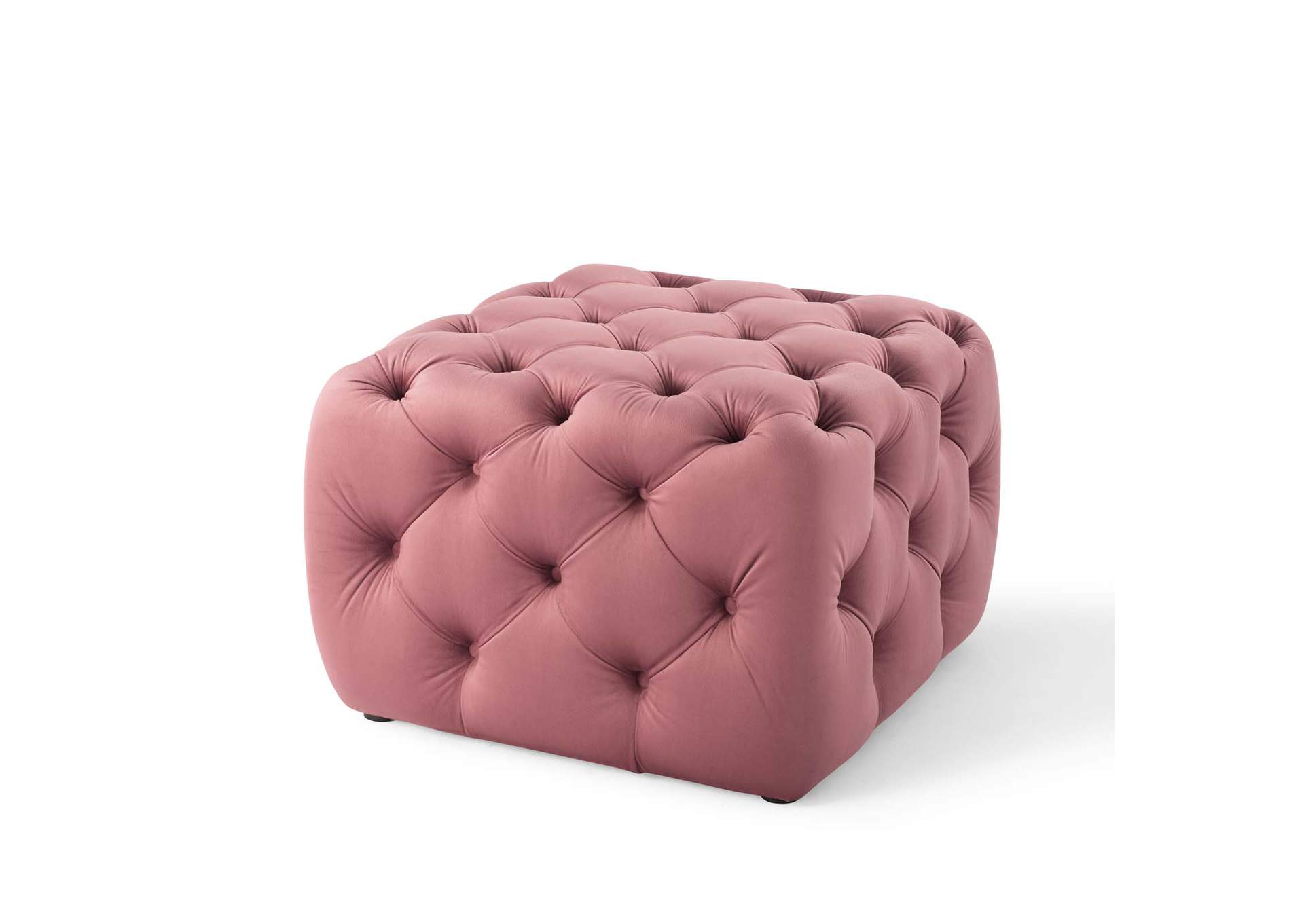 Dusty Rose Amour Tufted Button Square Performance Velvet Ottoman,Modway