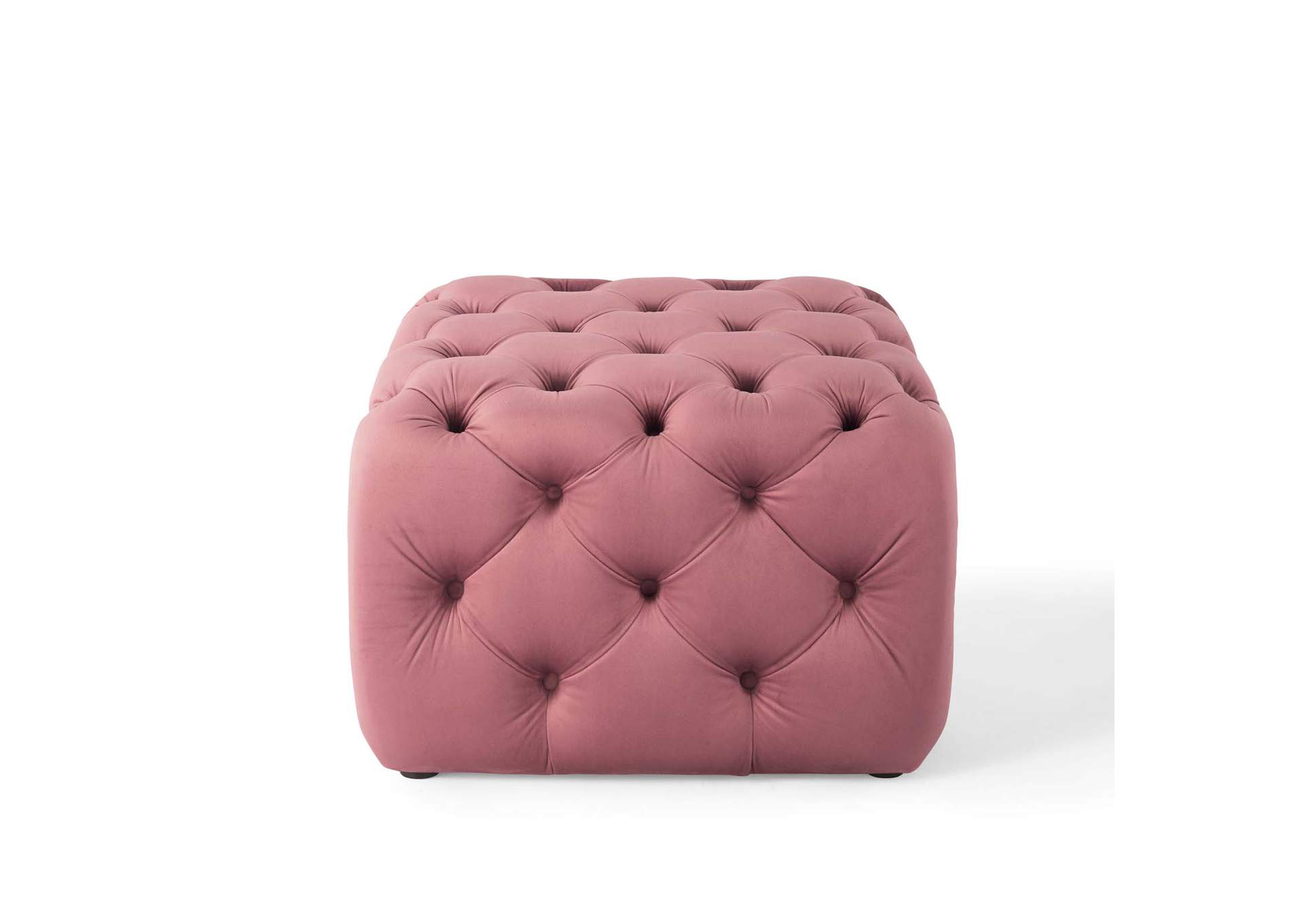 Dusty Rose Amour Tufted Button Square Performance Velvet Ottoman,Modway