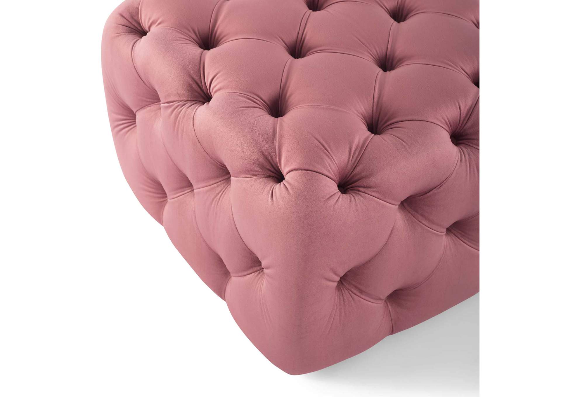 Dusty Rose Amour Tufted Button Square Performance Velvet Ottoman,Modway