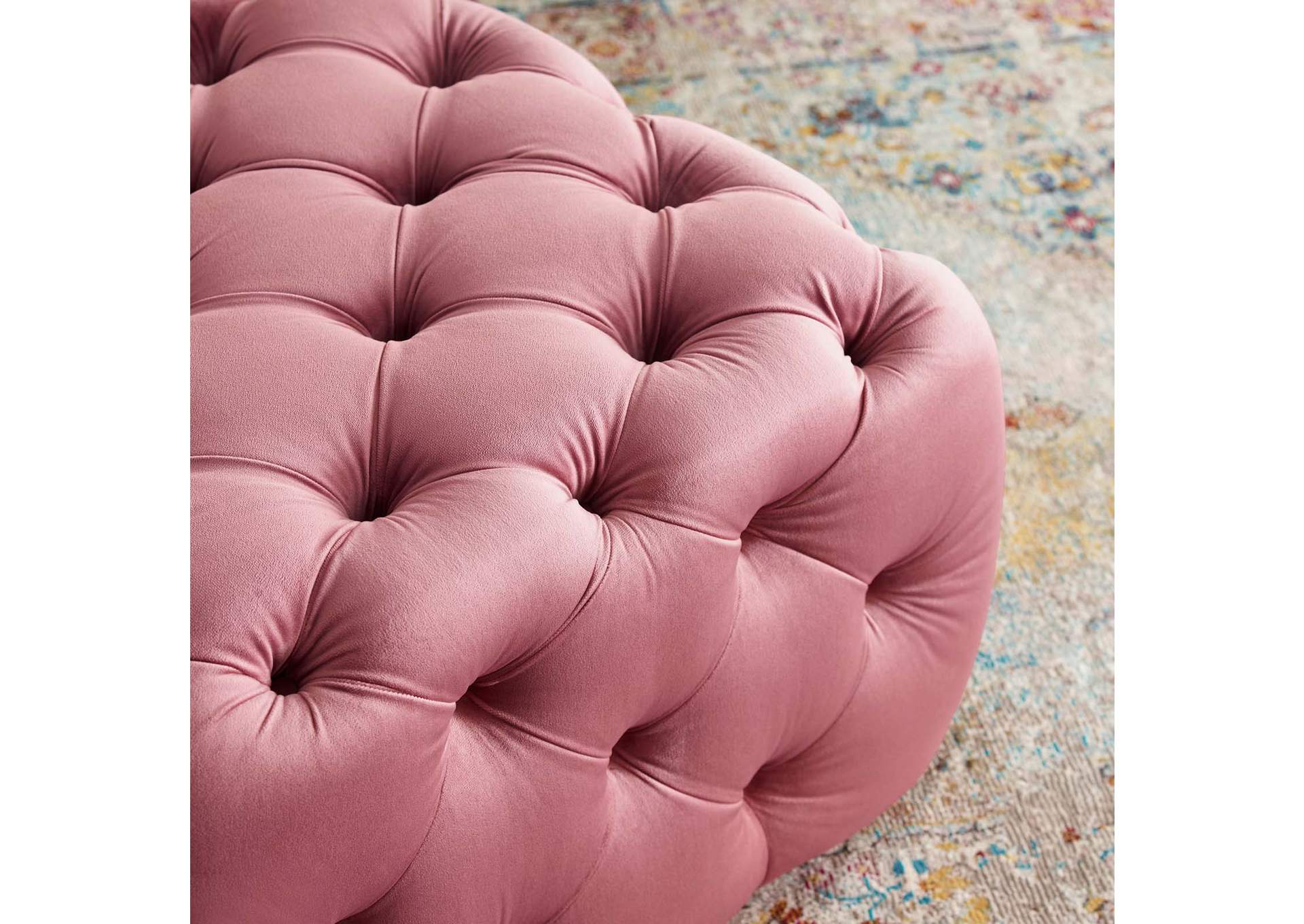 Dusty Rose Amour Tufted Button Square Performance Velvet Ottoman,Modway