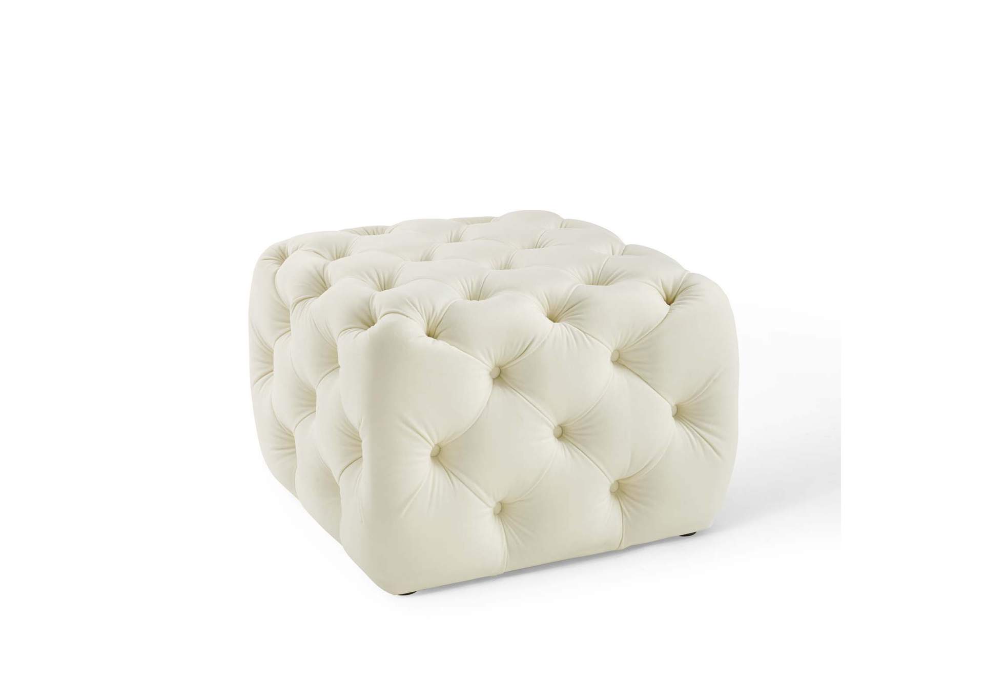 Ivory Amour Tufted Button Square Performance Velvet Ottoman,Modway