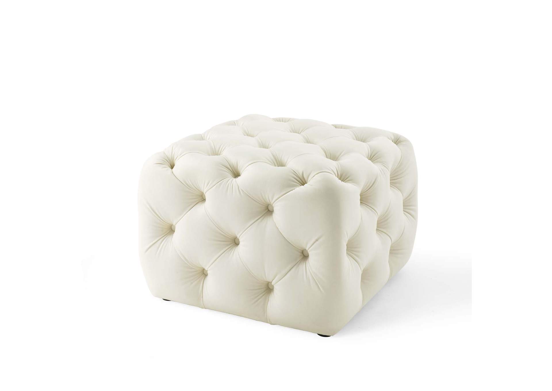 Ivory Amour Tufted Button Square Performance Velvet Ottoman,Modway