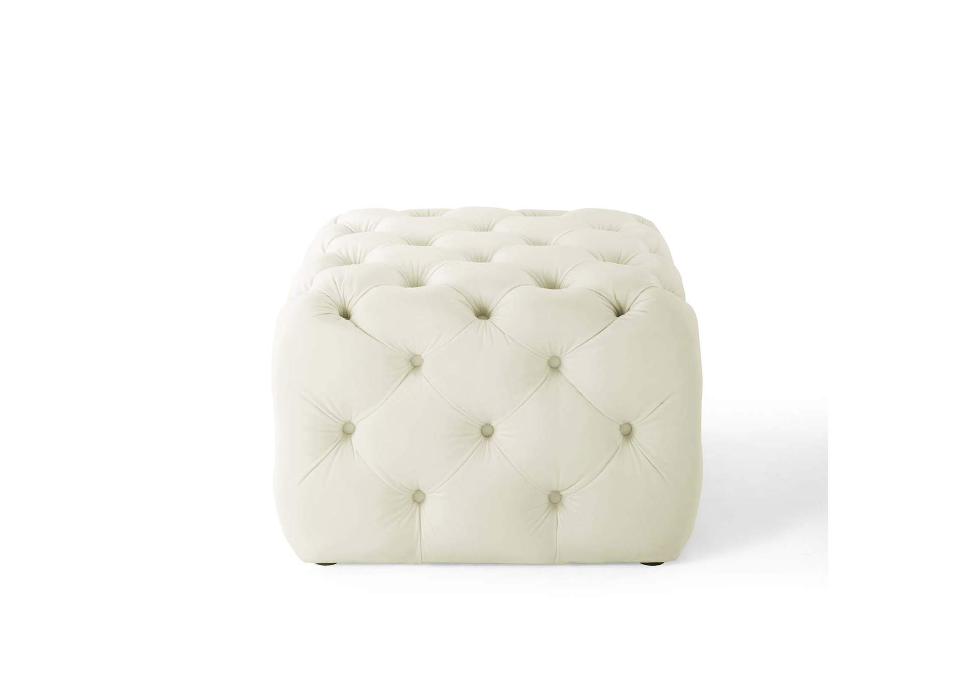 Ivory Amour Tufted Button Square Performance Velvet Ottoman,Modway