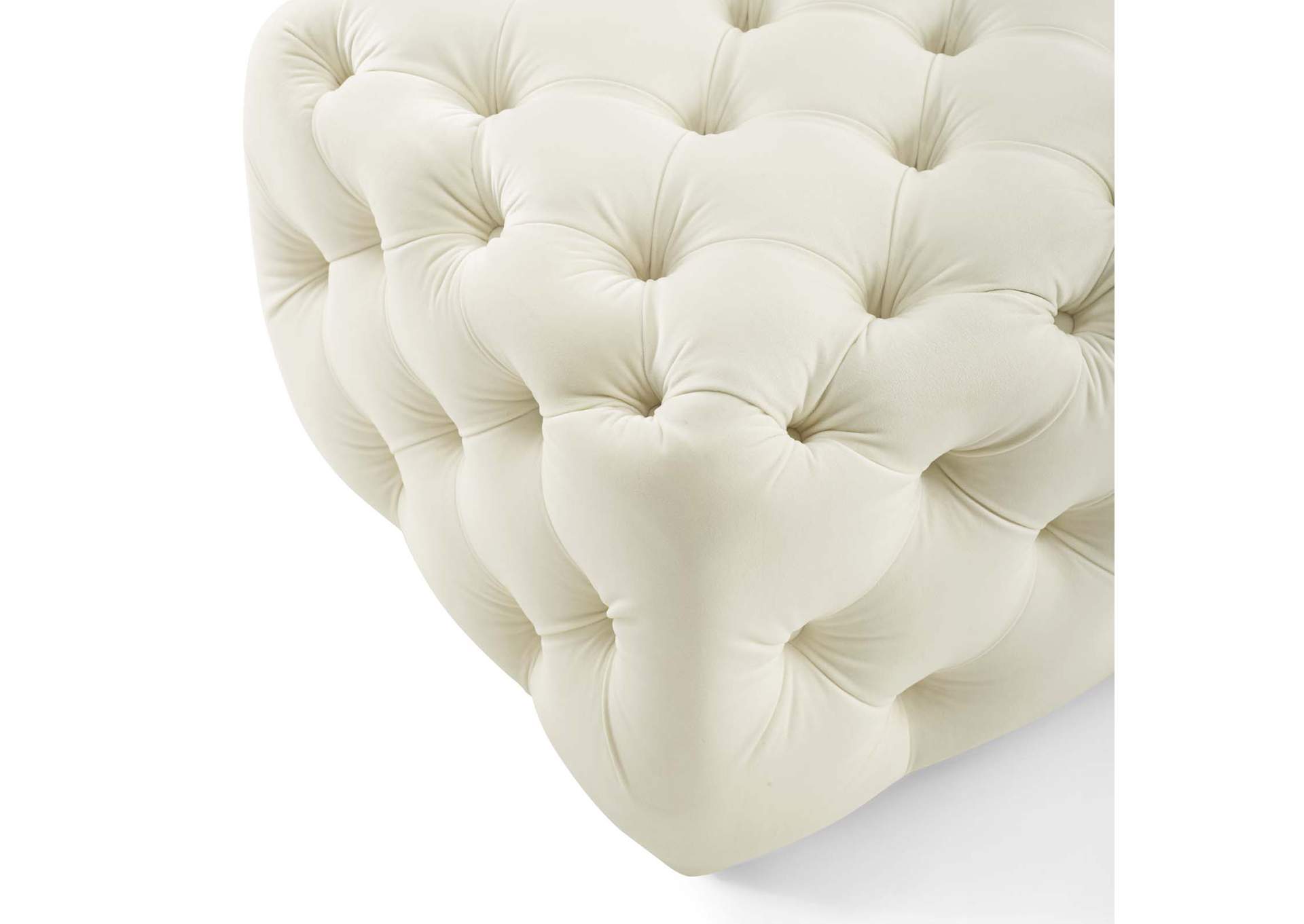 Ivory Amour Tufted Button Square Performance Velvet Ottoman,Modway