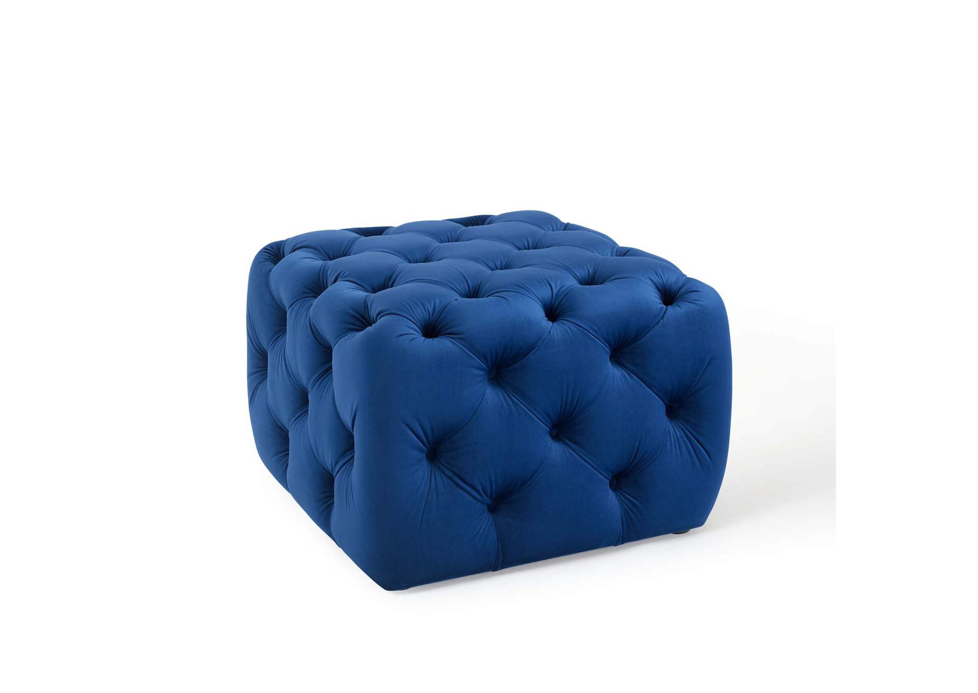 Navy Amour Tufted Button Square Performance Velvet Ottoman,Modway