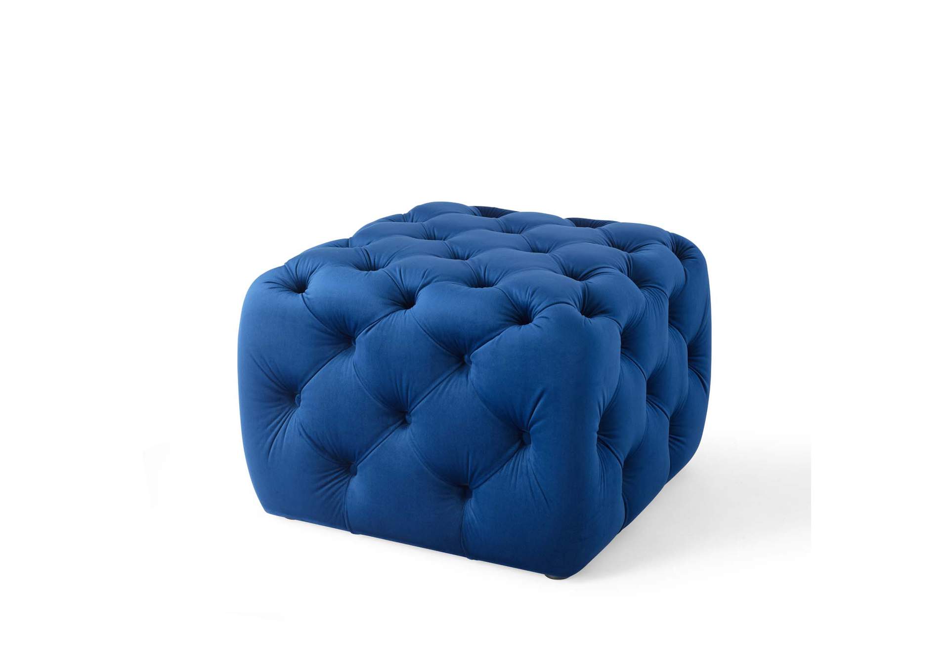 Navy Amour Tufted Button Square Performance Velvet Ottoman,Modway