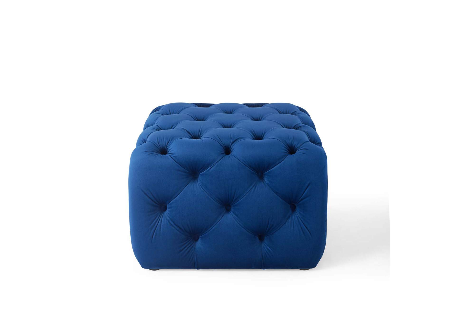 Navy Amour Tufted Button Square Performance Velvet Ottoman,Modway