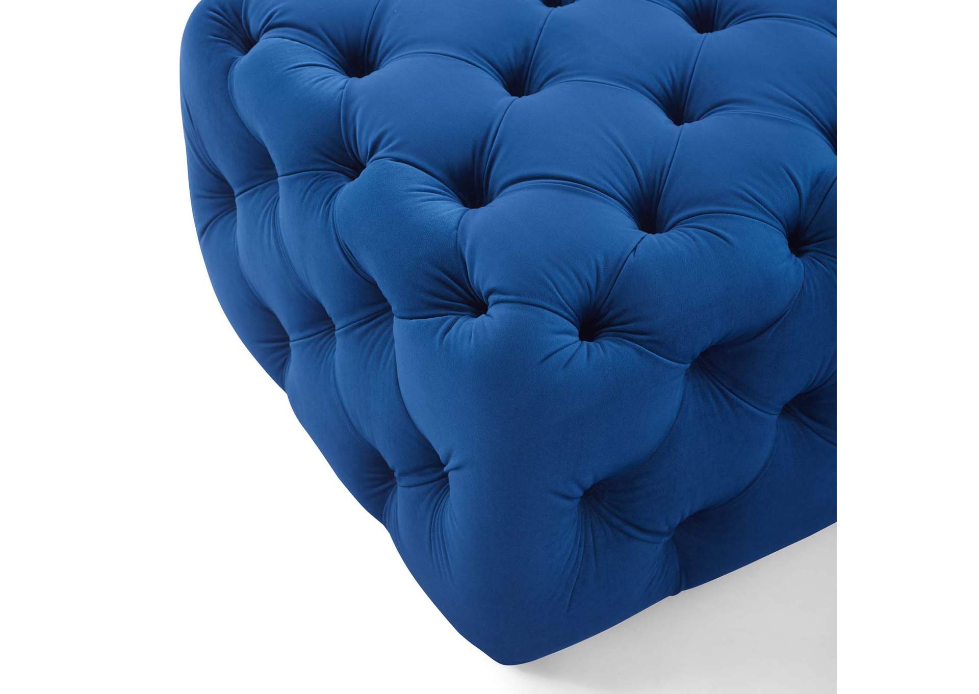 Navy Amour Tufted Button Square Performance Velvet Ottoman,Modway