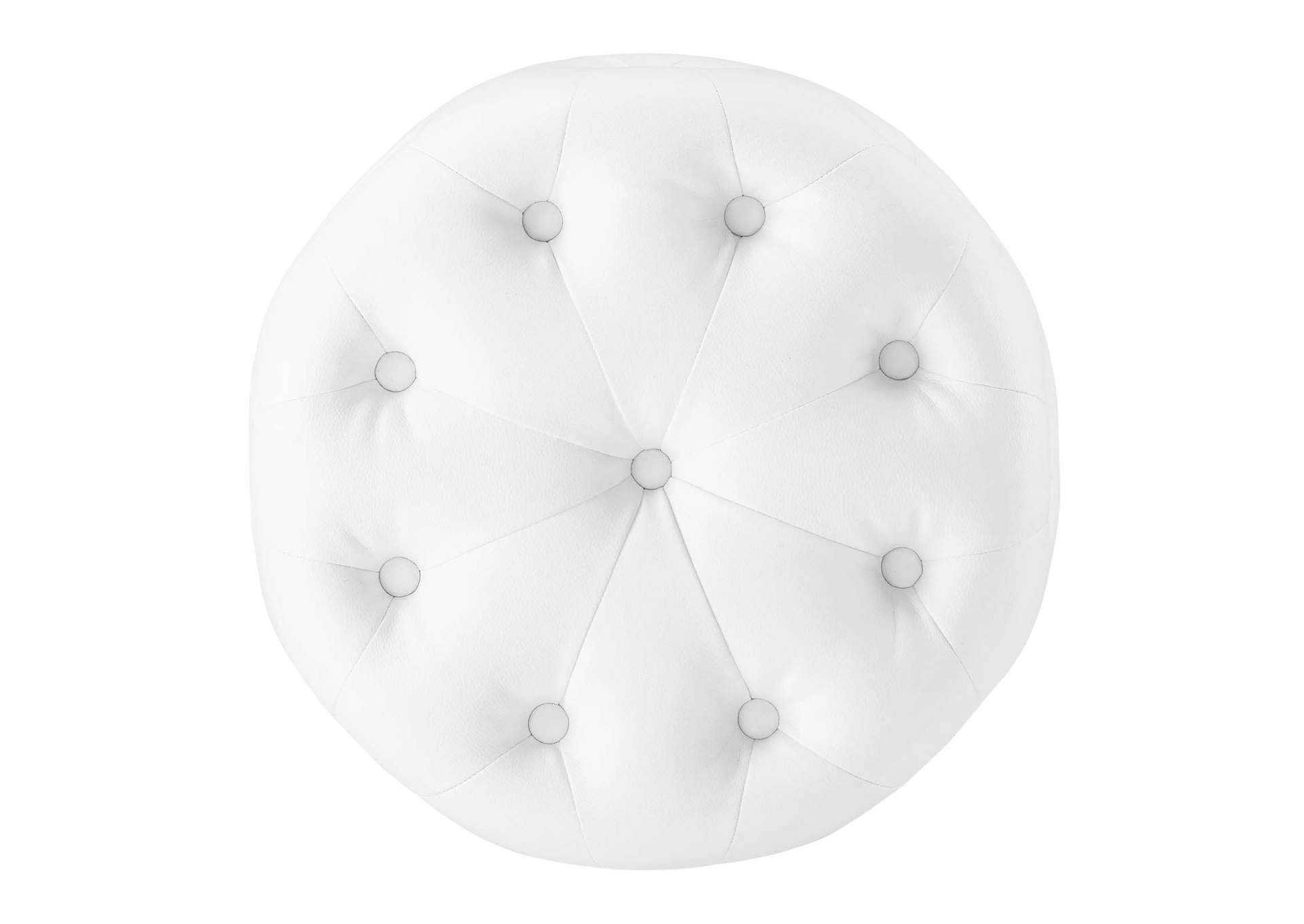 White Amour Tufted Button Round Faux Leather Ottoman,Modway