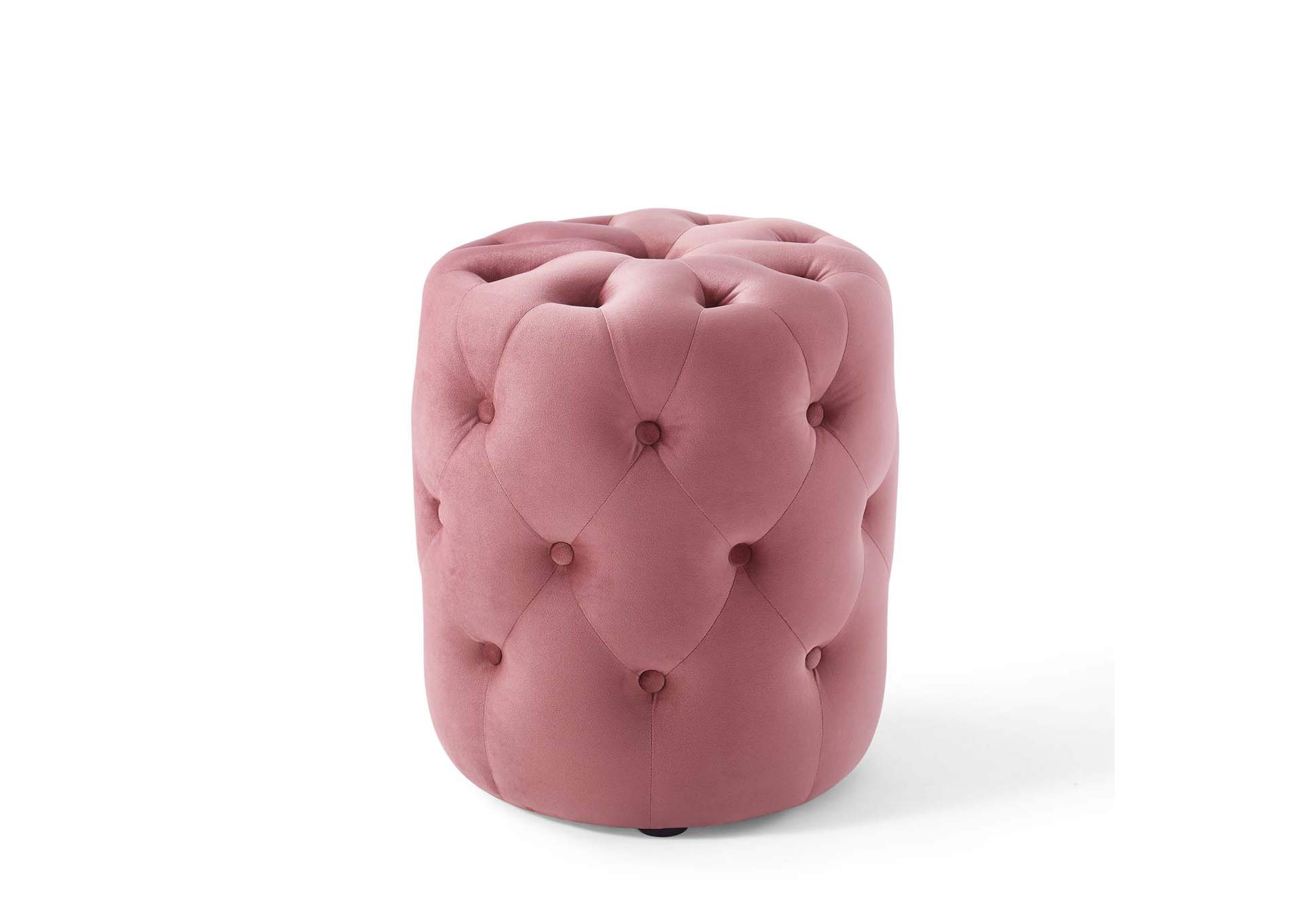 Dusty Rose Amour Tufted Button Round Performance Velvet Ottoman,Modway