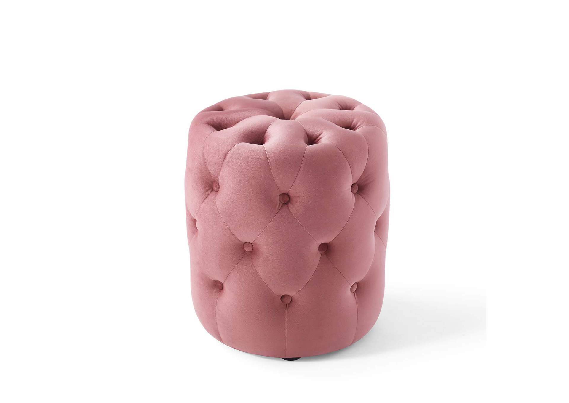 Dusty Rose Amour Tufted Button Round Performance Velvet Ottoman,Modway