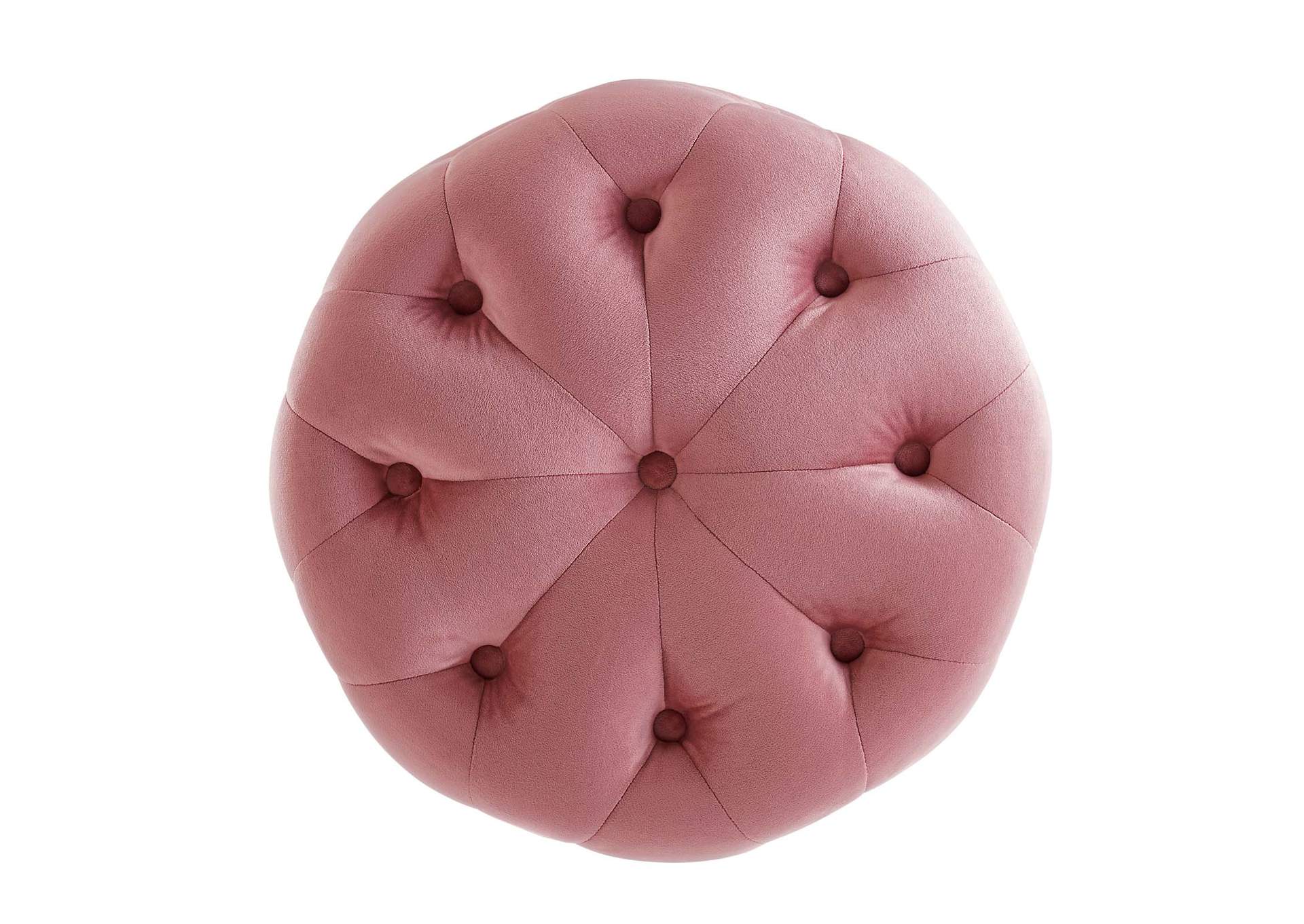 Dusty Rose Amour Tufted Button Round Performance Velvet Ottoman,Modway