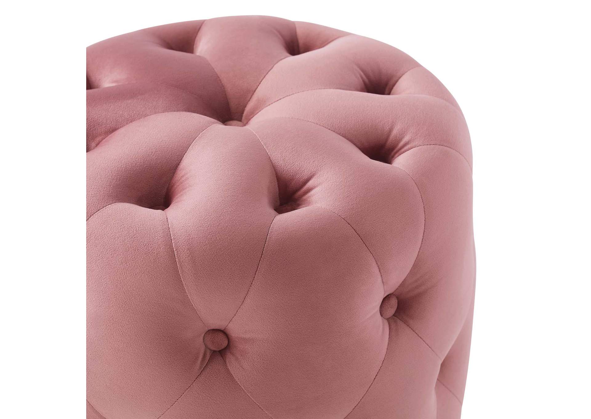 Dusty Rose Amour Tufted Button Round Performance Velvet Ottoman,Modway